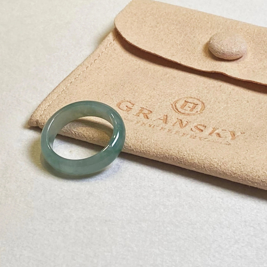 Genuine Green Jade Ring Size 8.5 - Natural Type-A Burmese Jade