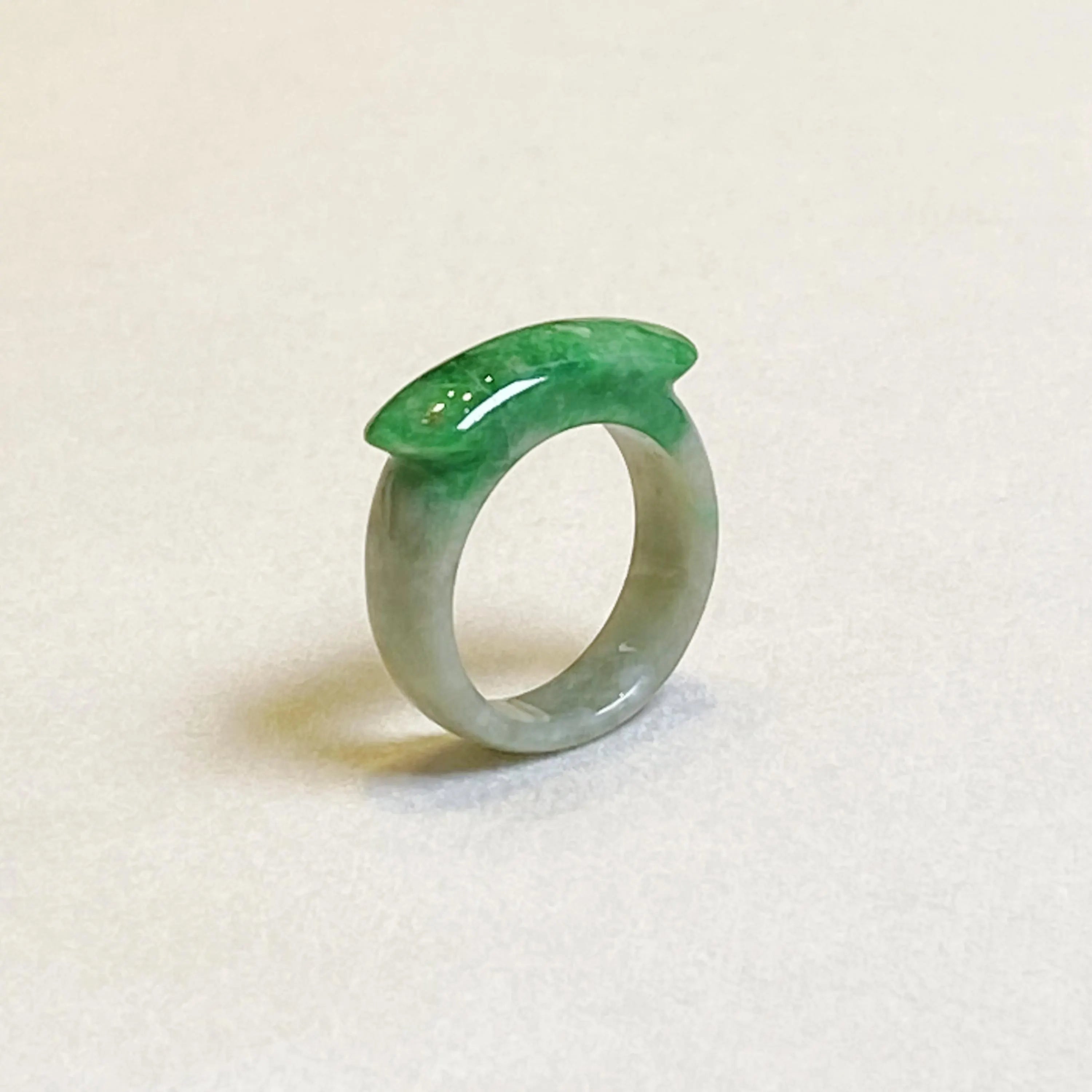 Size US 7.5 Green Burmese Jade Ring Band - Type A Natural Jadeite