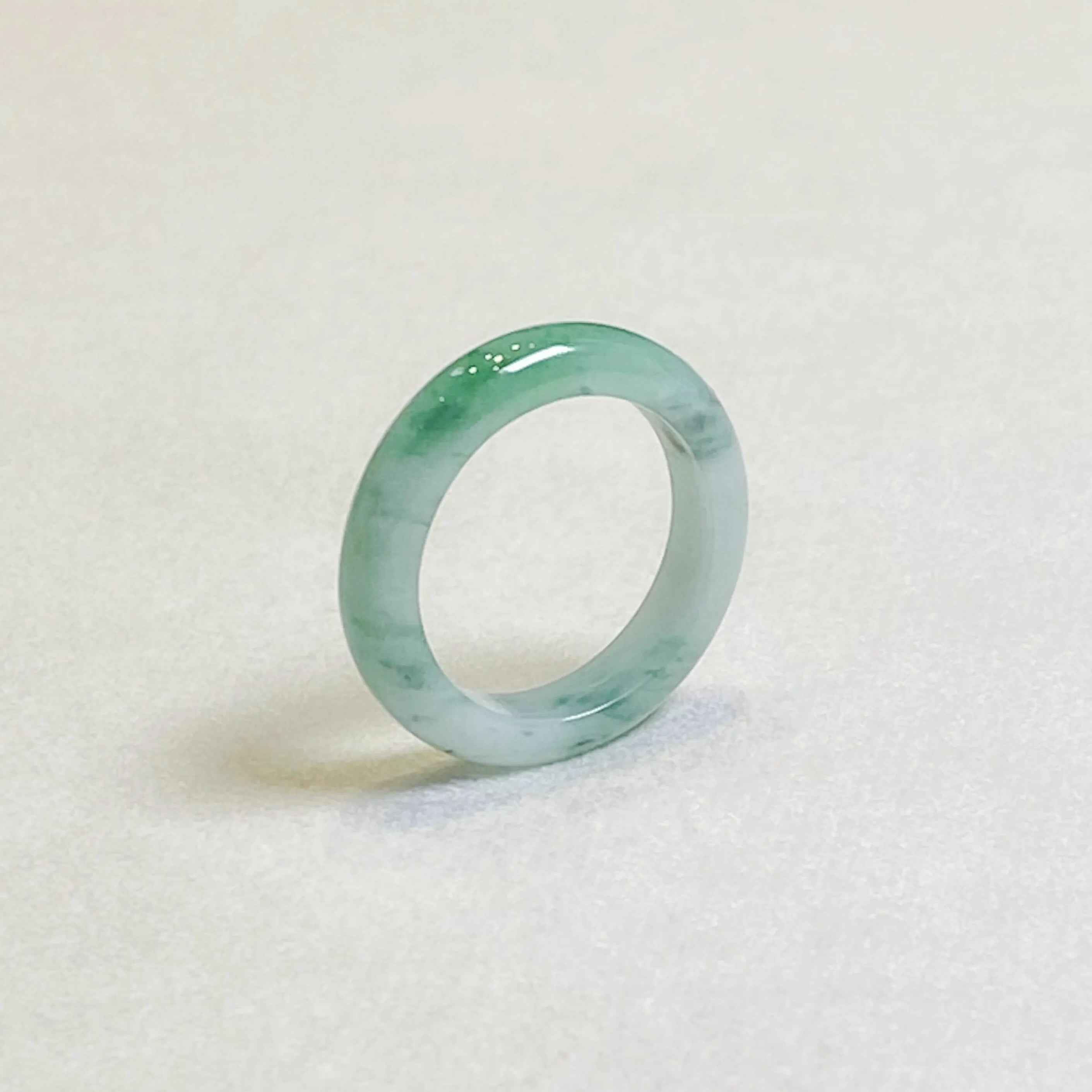 Green Jade Ring Band Size US 8 - Real Burmese Jadeite, Minimalist Elegance