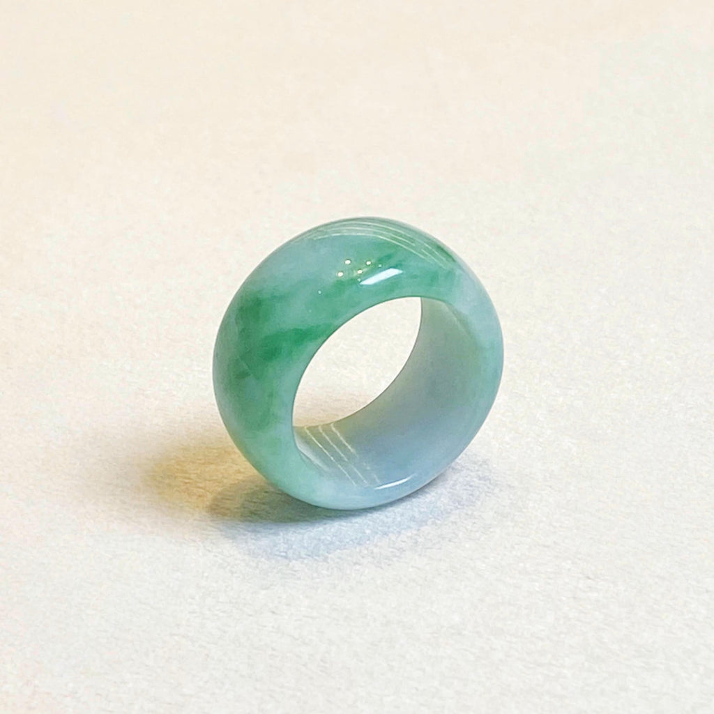 Apple Green Jadeite Ring US 9.5 – Wide Band Natural Type A Burmese Jade