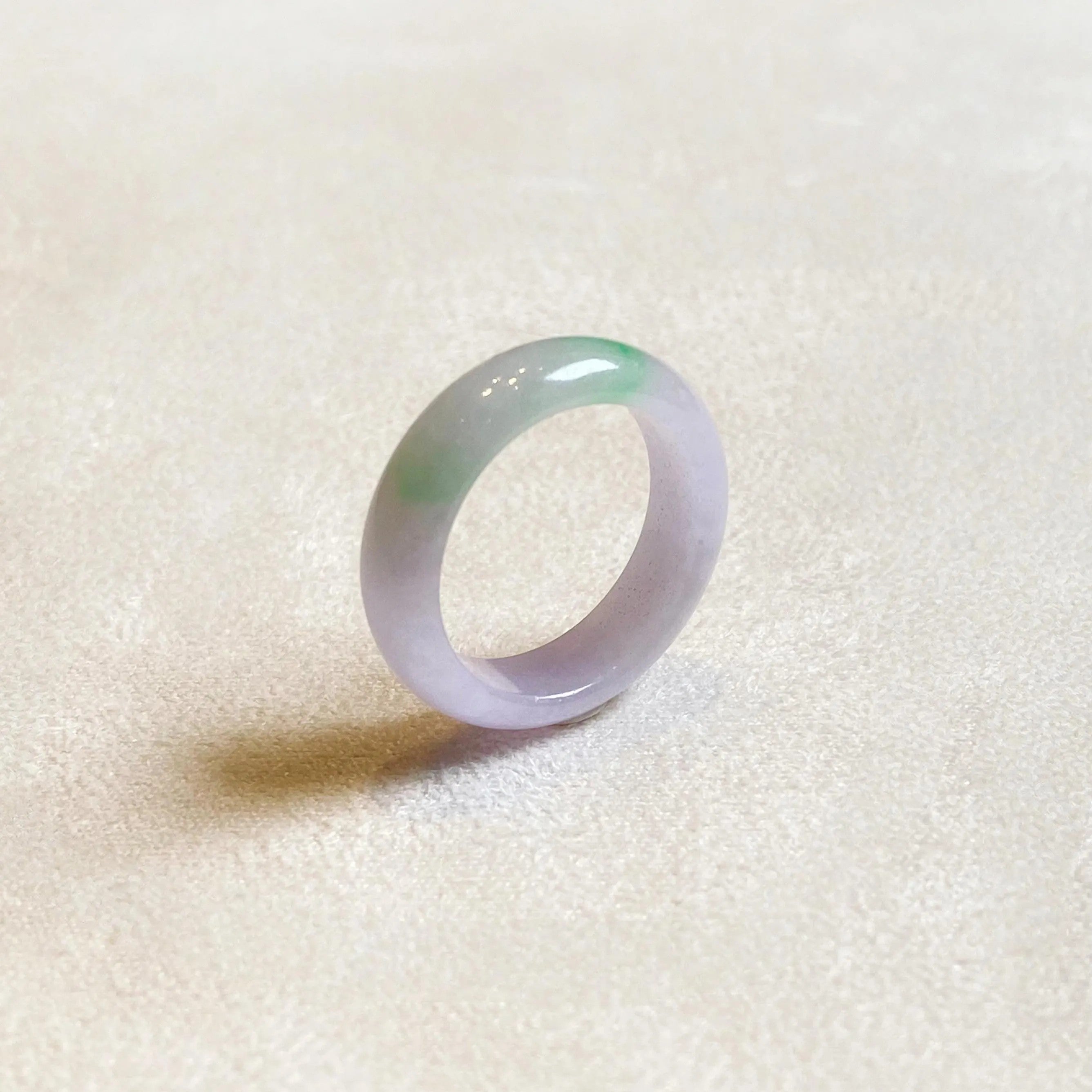 Gransky Handmade Genuine Jadeite Type A Green & Purple Jade Ring Size 7.5 & 8.75