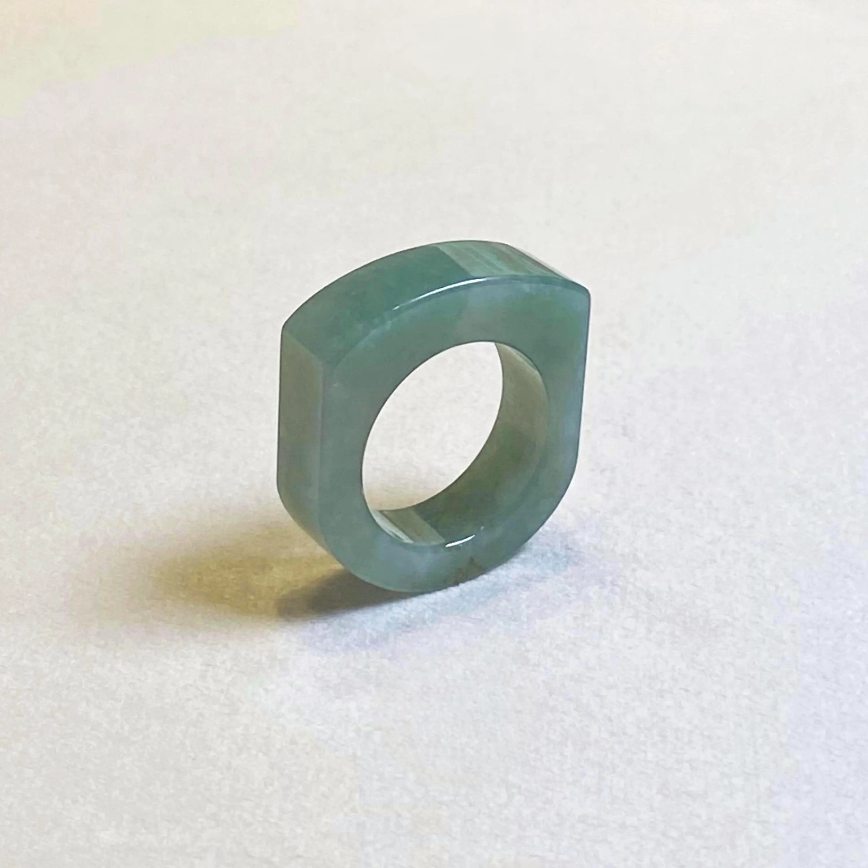 Genuine Bluish Green Jade Ring Size 9.5 & 8.75 - Natural Type-A Burmese Jade