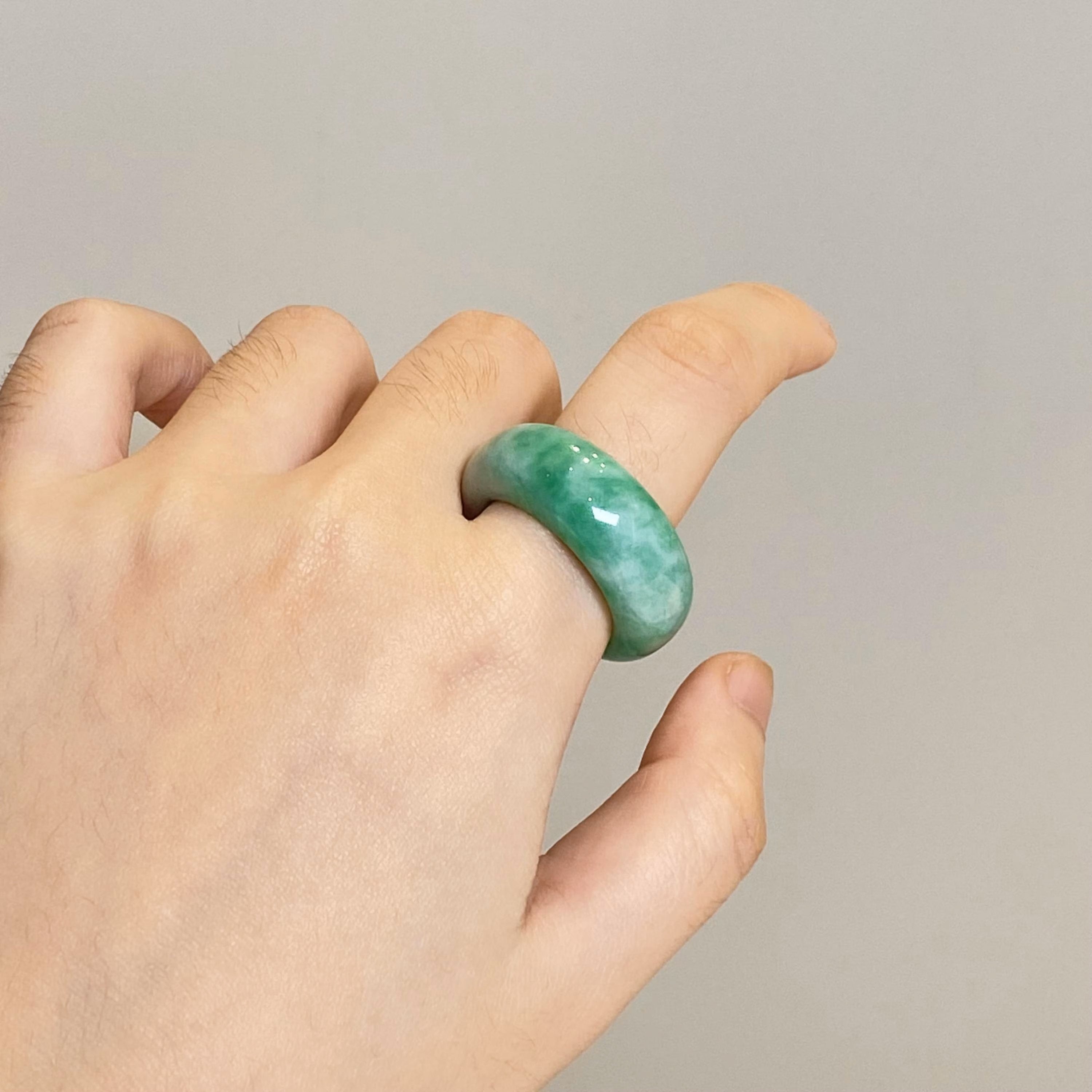 Intense Green Wide Band Jadeite Ring US 9.25 – Natural Type A Burmese Jade