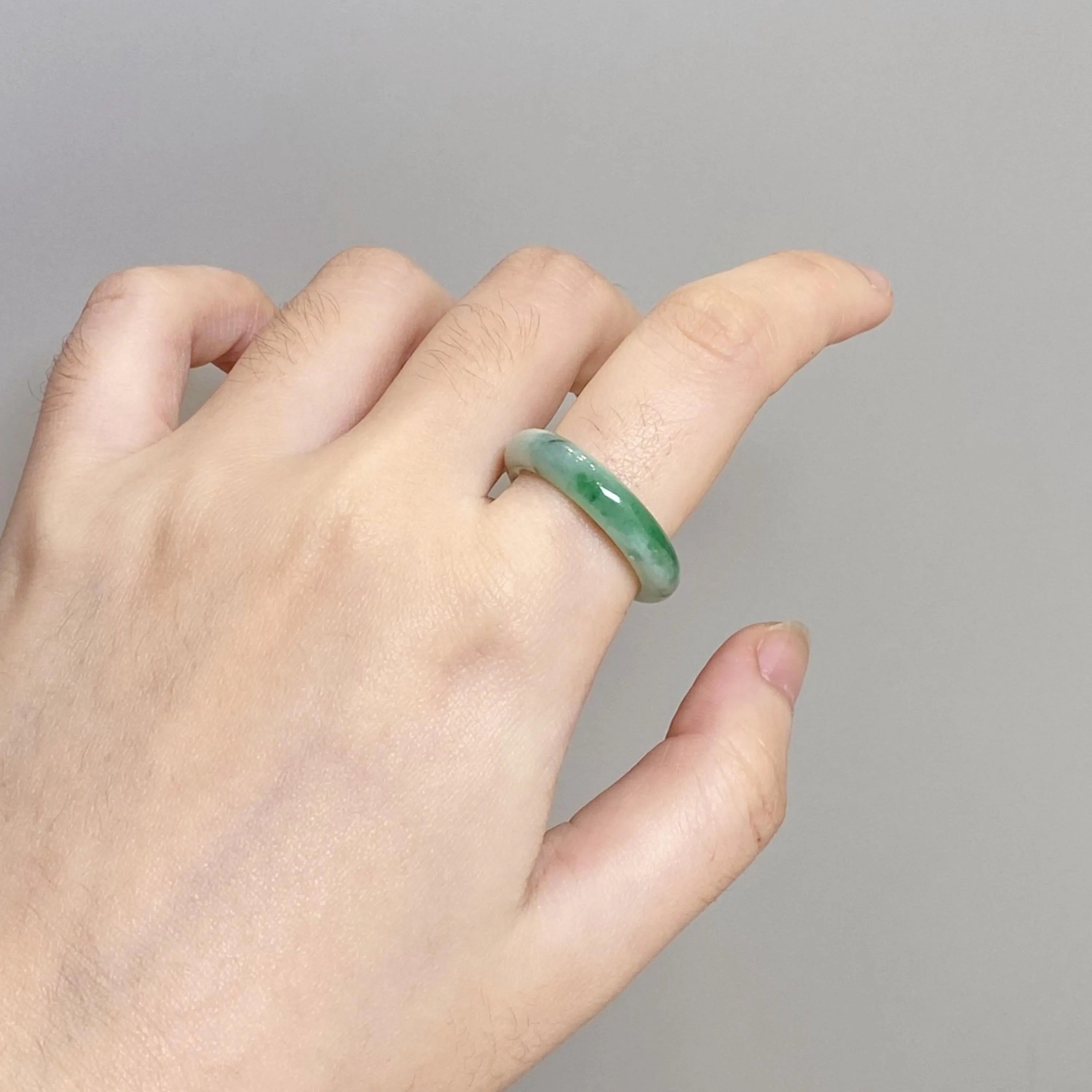 Green Jade Ring Band Size US 8 - Real Burmese Jadeite, Minimalist Elegance