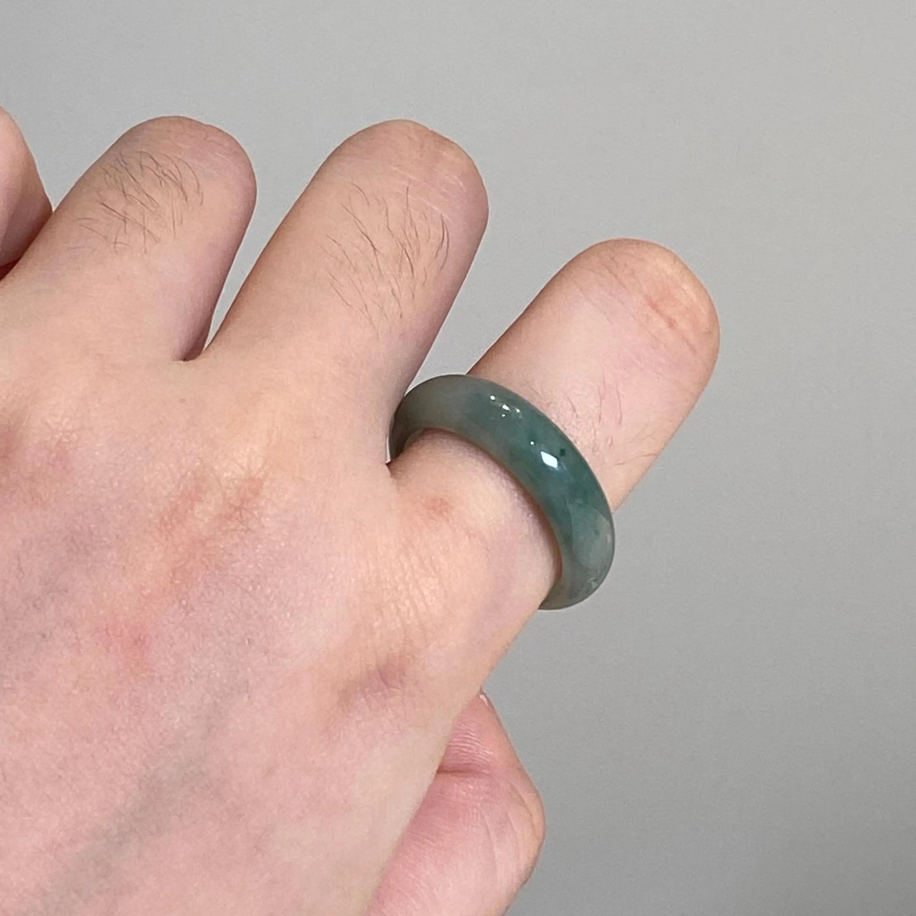 Genuine Green Jade Ring Size 8.5 - Natural Type-A Burmese Jade