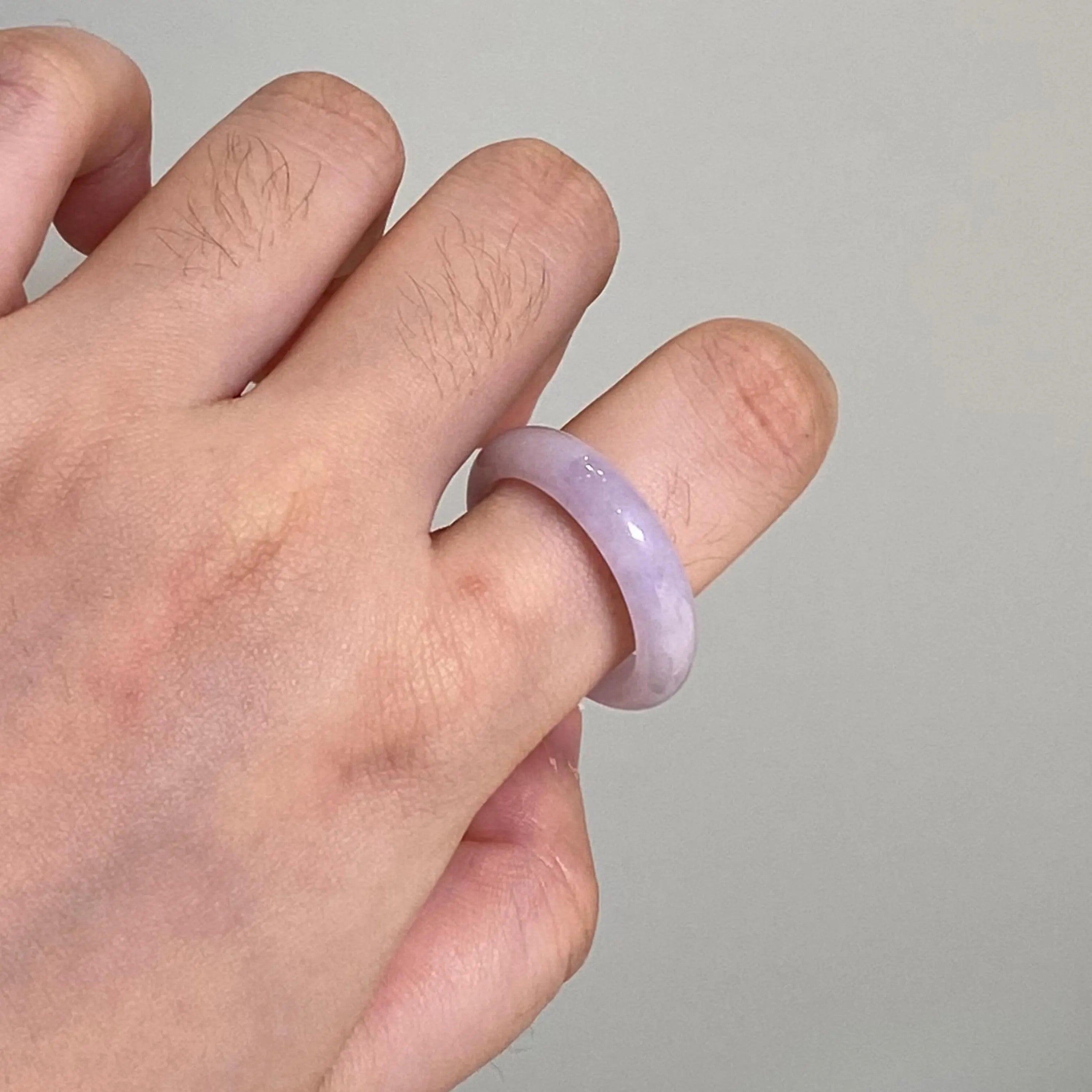 Lavender Purple Type A Burmese Jadeite Ring - Classic Comfort Fit Band (US Size 8 & 9.5)