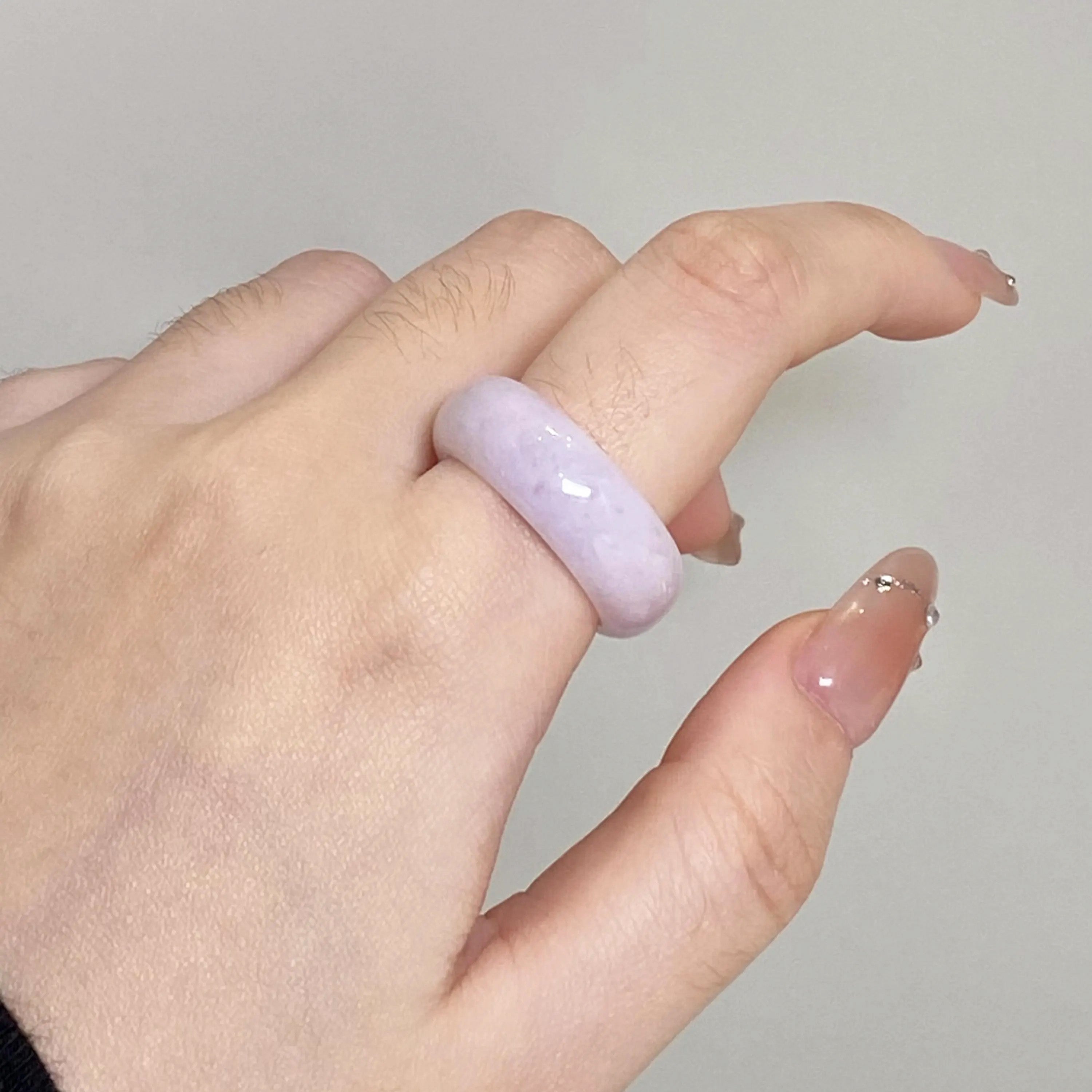 Size US 8.75 Purple Burmese Jade Ring - Type A Natural Jadeite