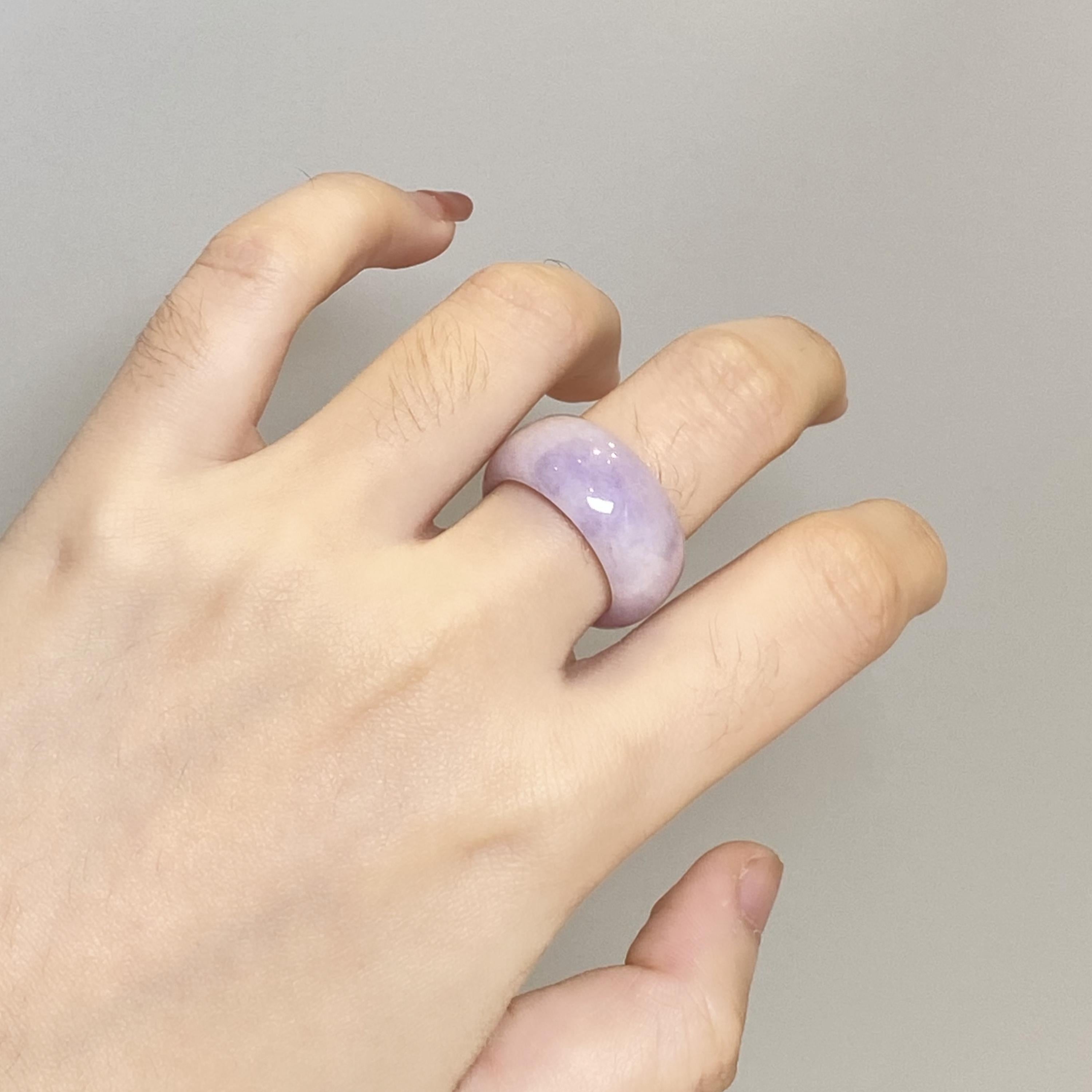 US 6.5 Gransky Minimalist Purple Jadeite Ring - Handmade Natural Jade