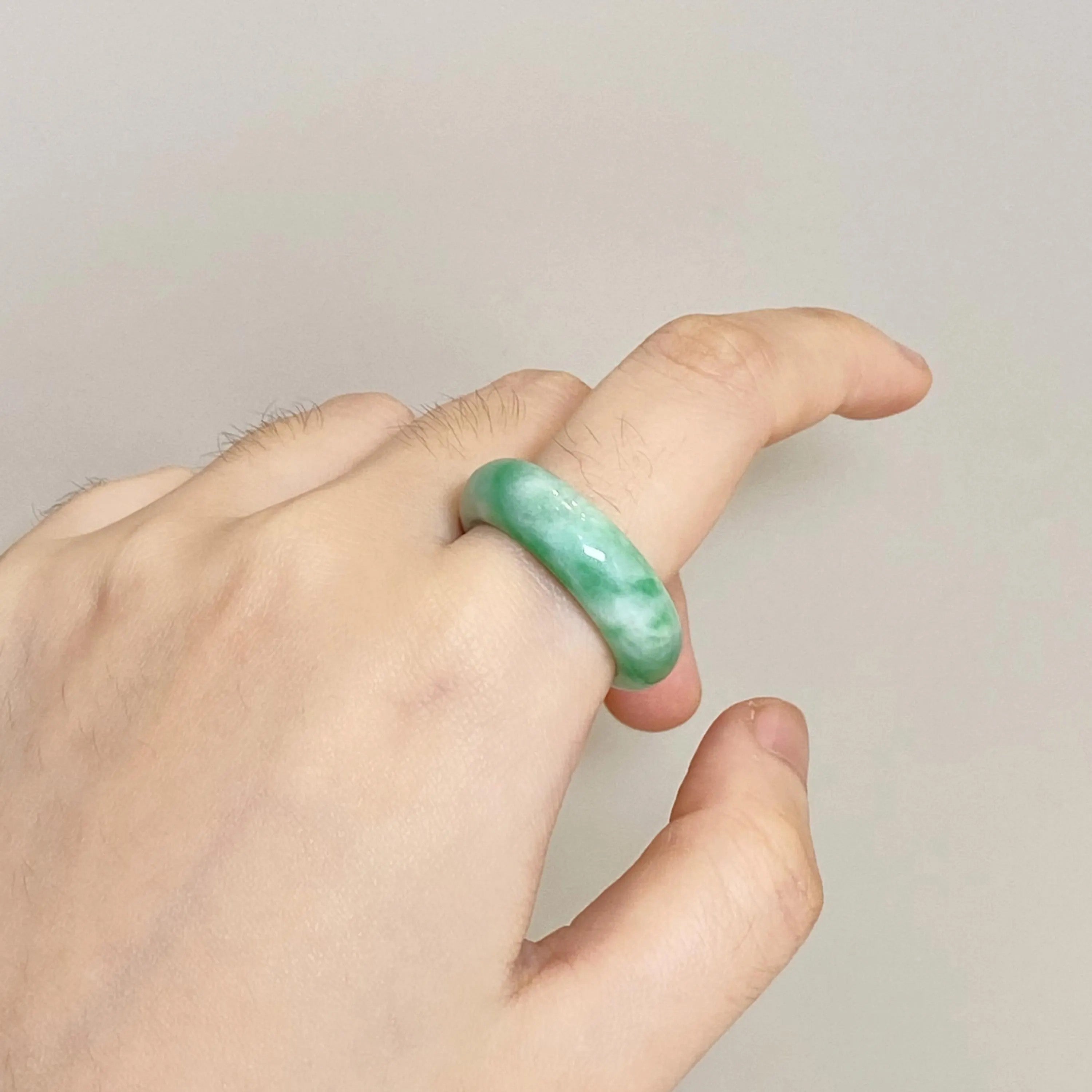 Apple Green Wide Band Jadeite Ring US 8.75 – Natural Type A Burmese Jade