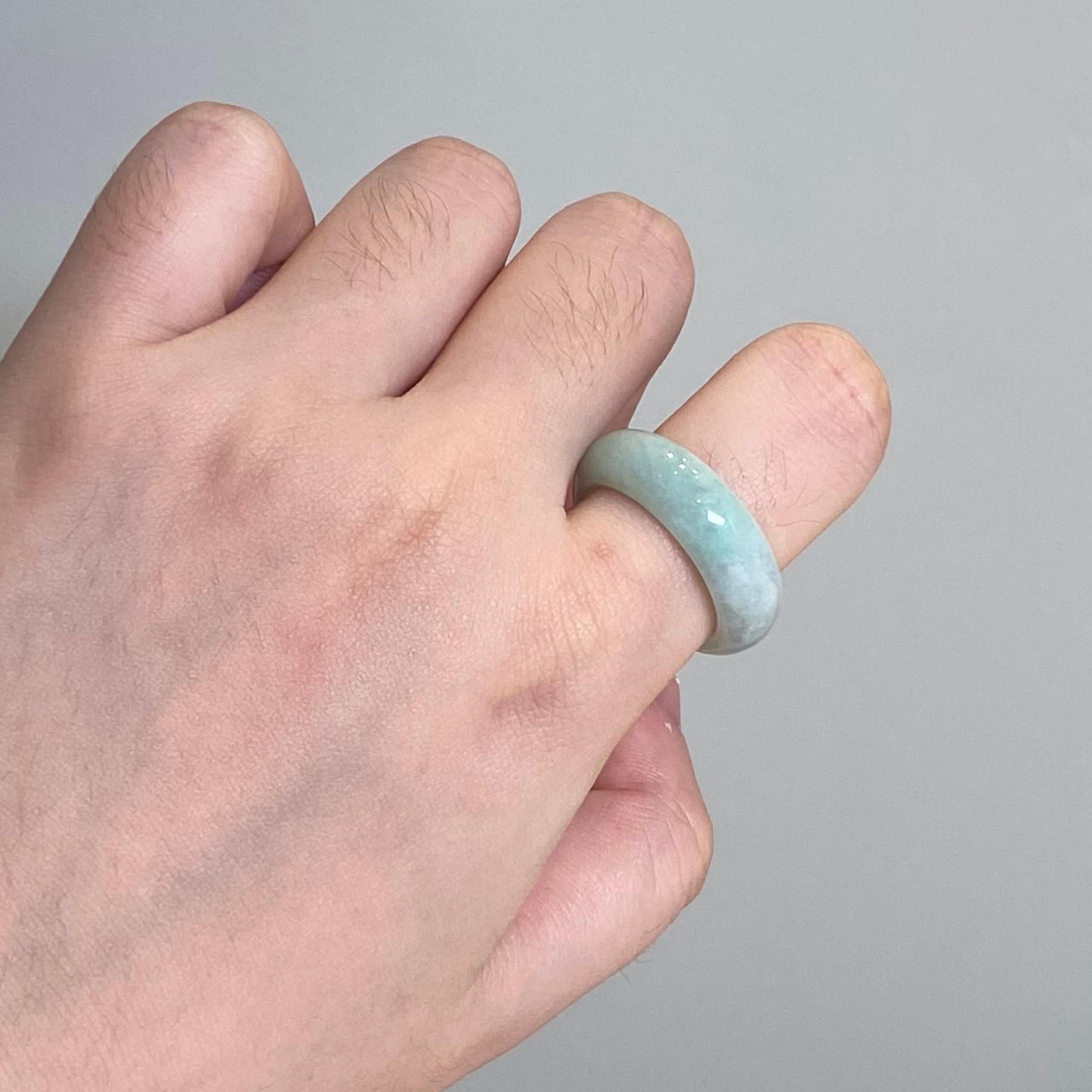 Green Jade Ring Size 8 - Natural Type-A Burmese Jade
