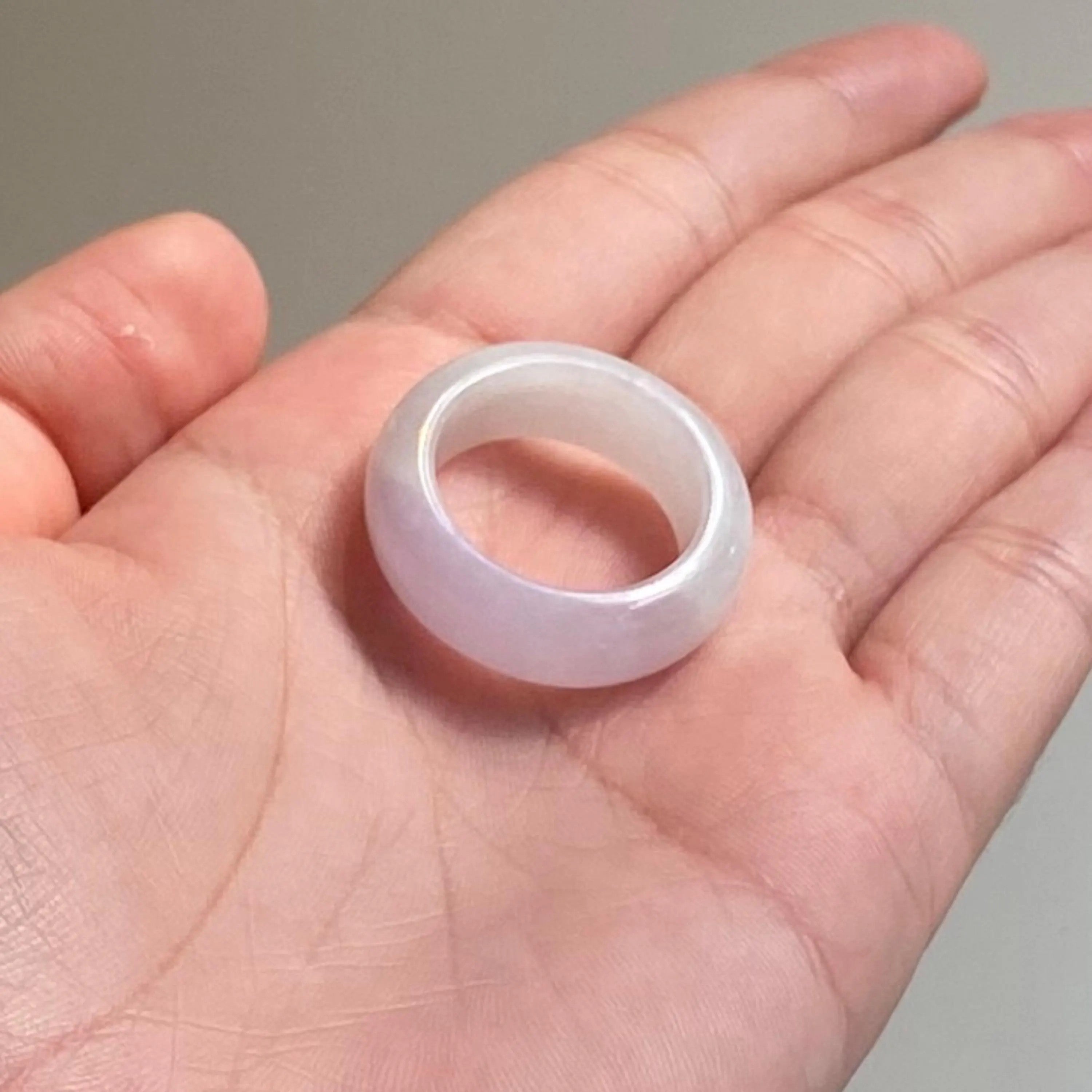 US 8 Lavender Purple Type A Burmese Jadeite Ring - Classic Comfort Fit Band