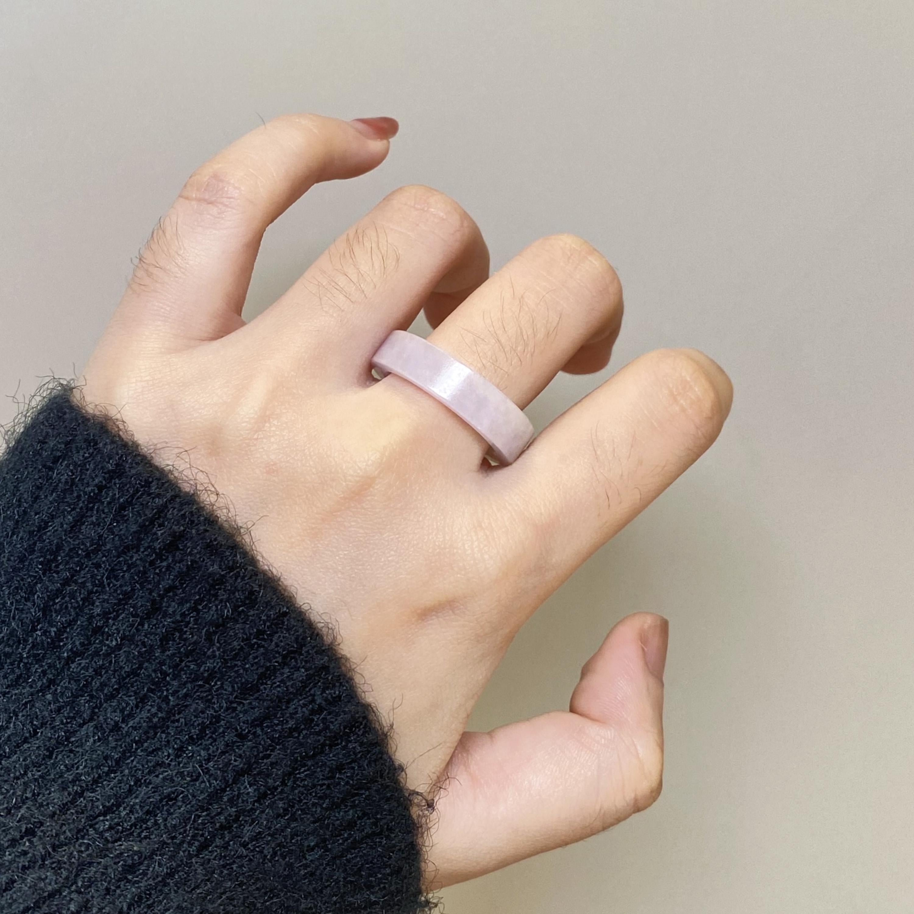 US8.5 Gransky Handmade Genuine Purple Jade Ring - Type A Genuine Jadeite