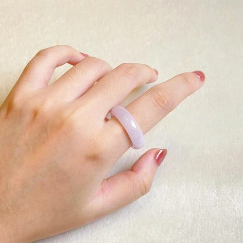 Gransky Handmade Genuine Jadeite Type A Green & Purple Jade Ring Size 7.5 & 8.75