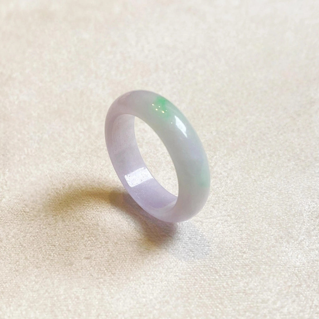 Gransky Handmade Genuine Jadeite Type A Green & Purple Jade Ring Size 7.5 & 8.75