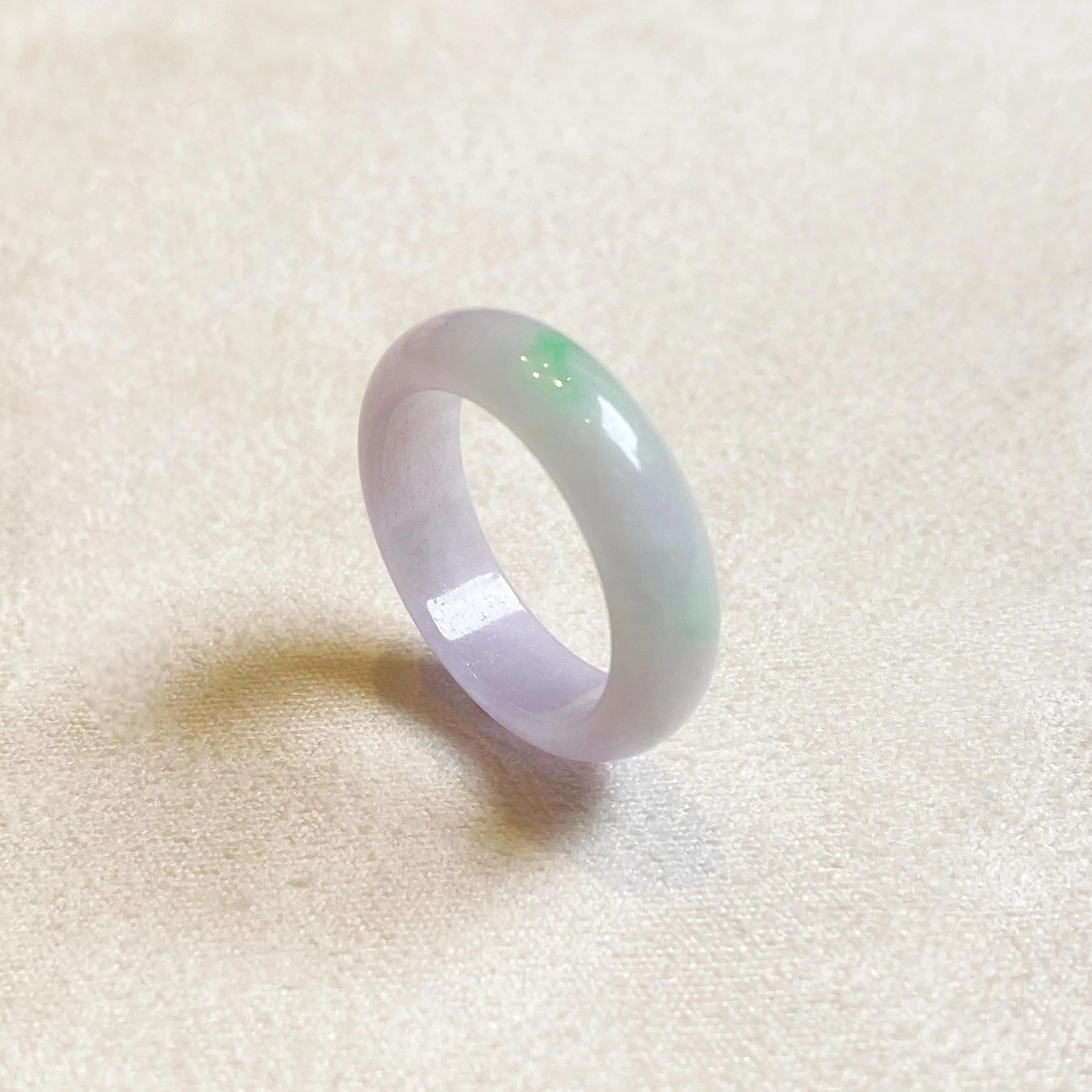 Gransky Handmade Genuine Jadeite Type A Green & Purple Jade Ring Size 7.5 & 8.75