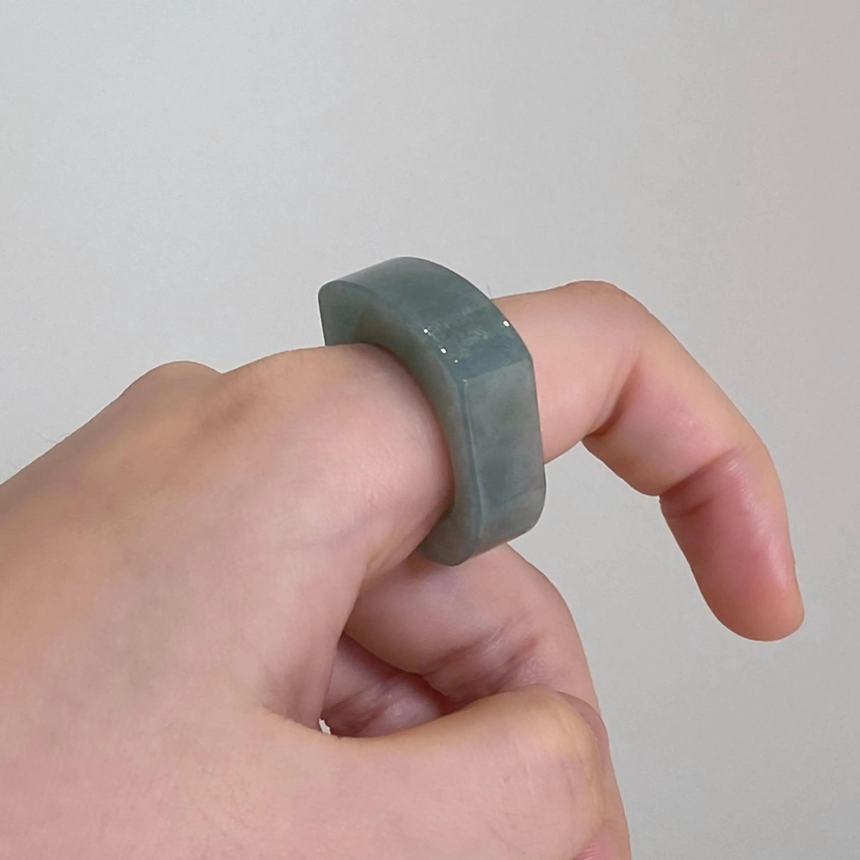 Genuine Bluish Green Jade Ring Size 9.5 & 8.75 - Natural Type-A Burmese Jade