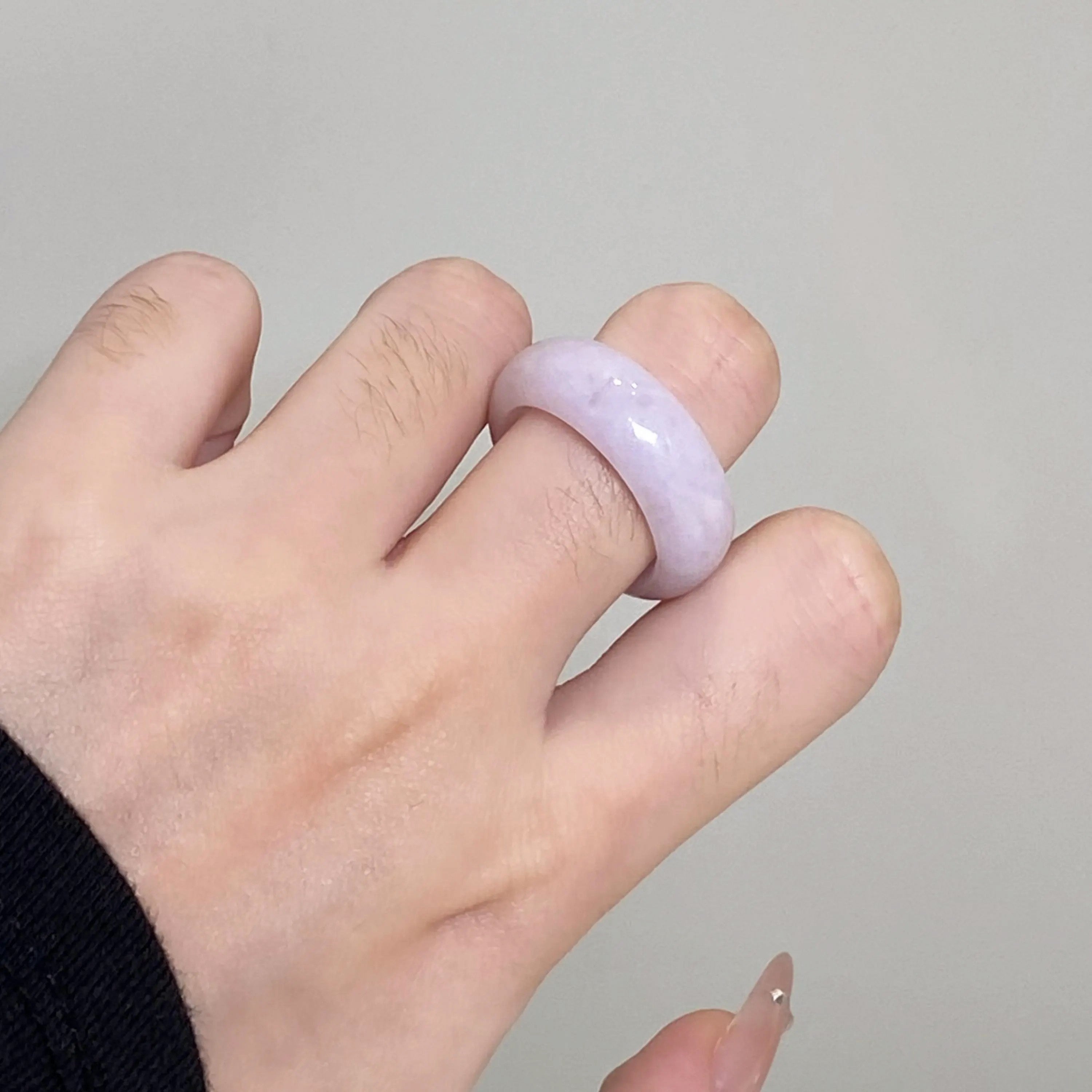 Size US 8.75 Purple Burmese Jade Ring - Type A Natural Jadeite