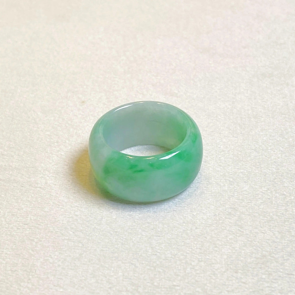 Apple Green Jadeite Ring US 9.5 – Wide Band Natural Type A Burmese Jade