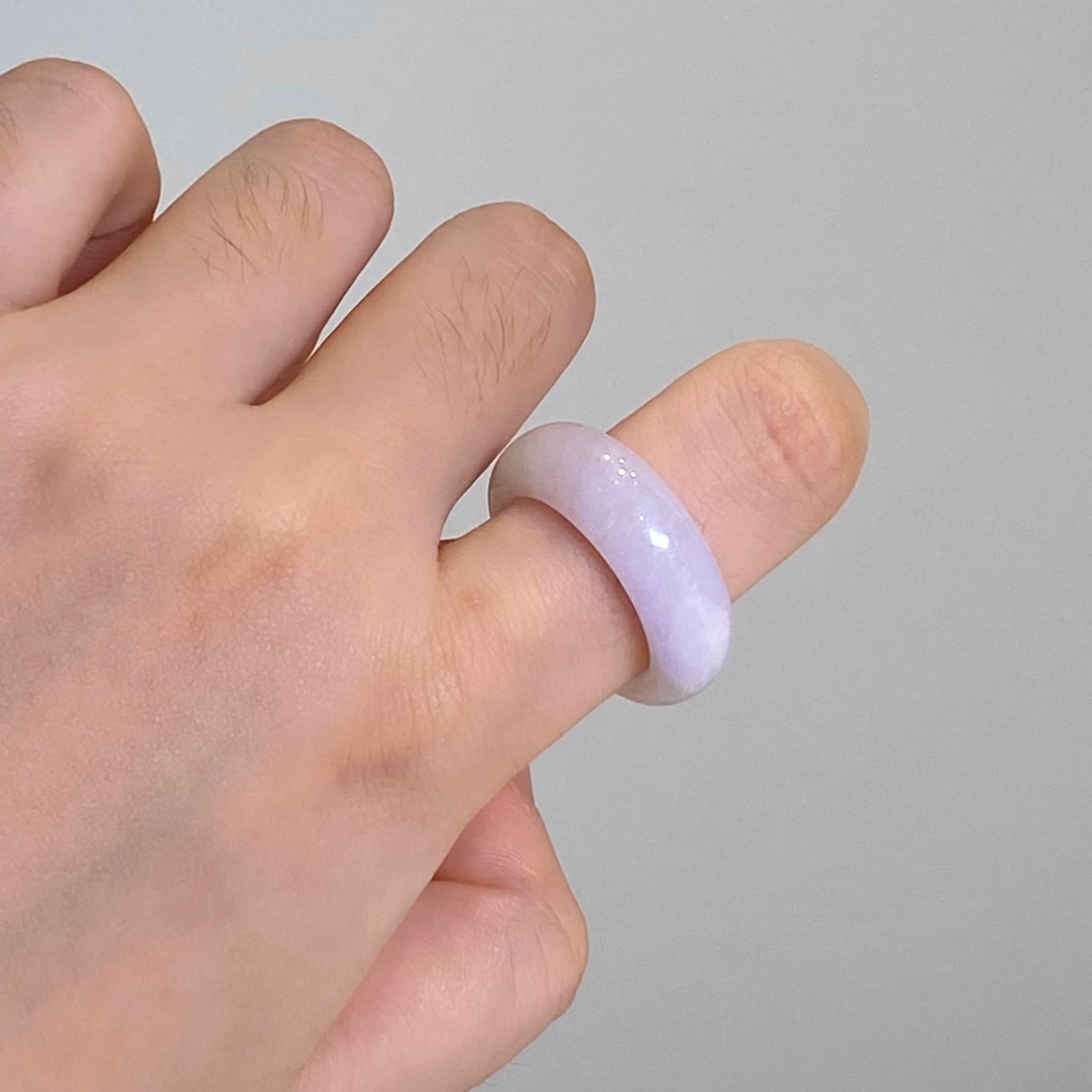 US 8 Lavender Purple Type A Burmese Jadeite Ring - Classic Comfort Fit Band