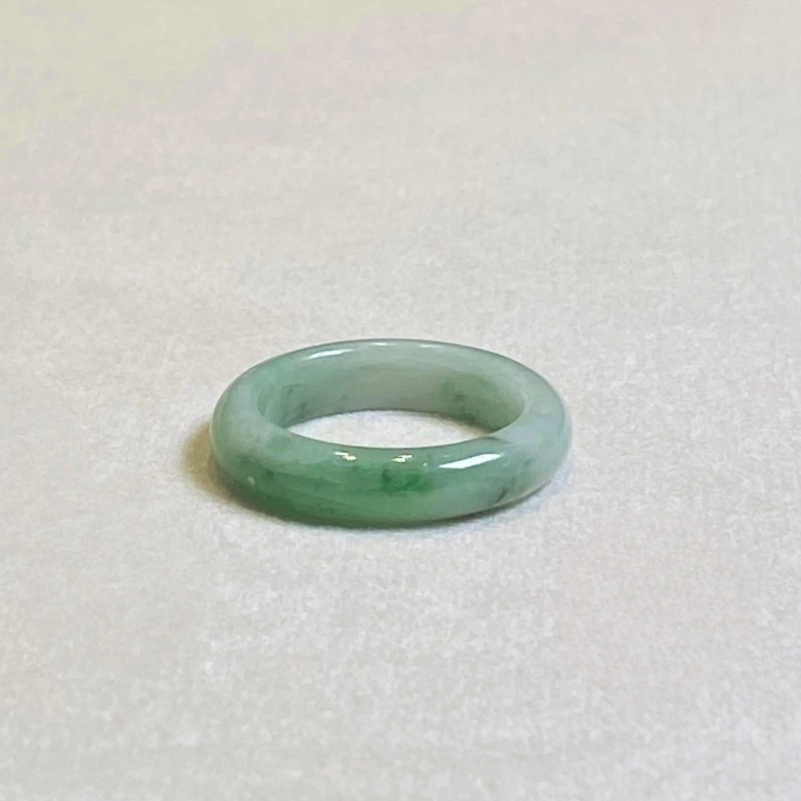 Green Jade Ring Band Size US 8 - Real Burmese Jadeite, Minimalist Elegance