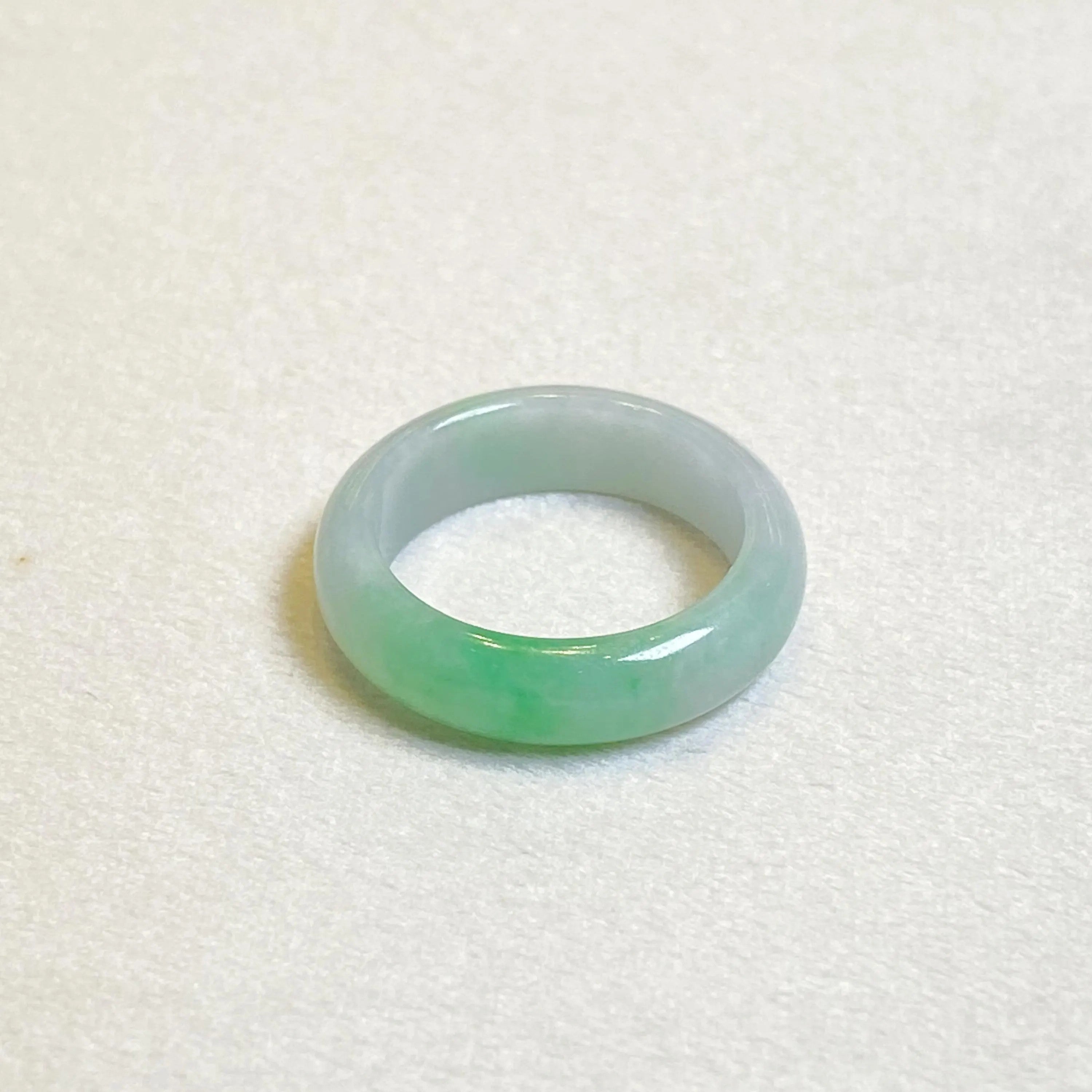 Green Jade Saddle Ring Size 8- Natural Grade-A Burmese Jade
