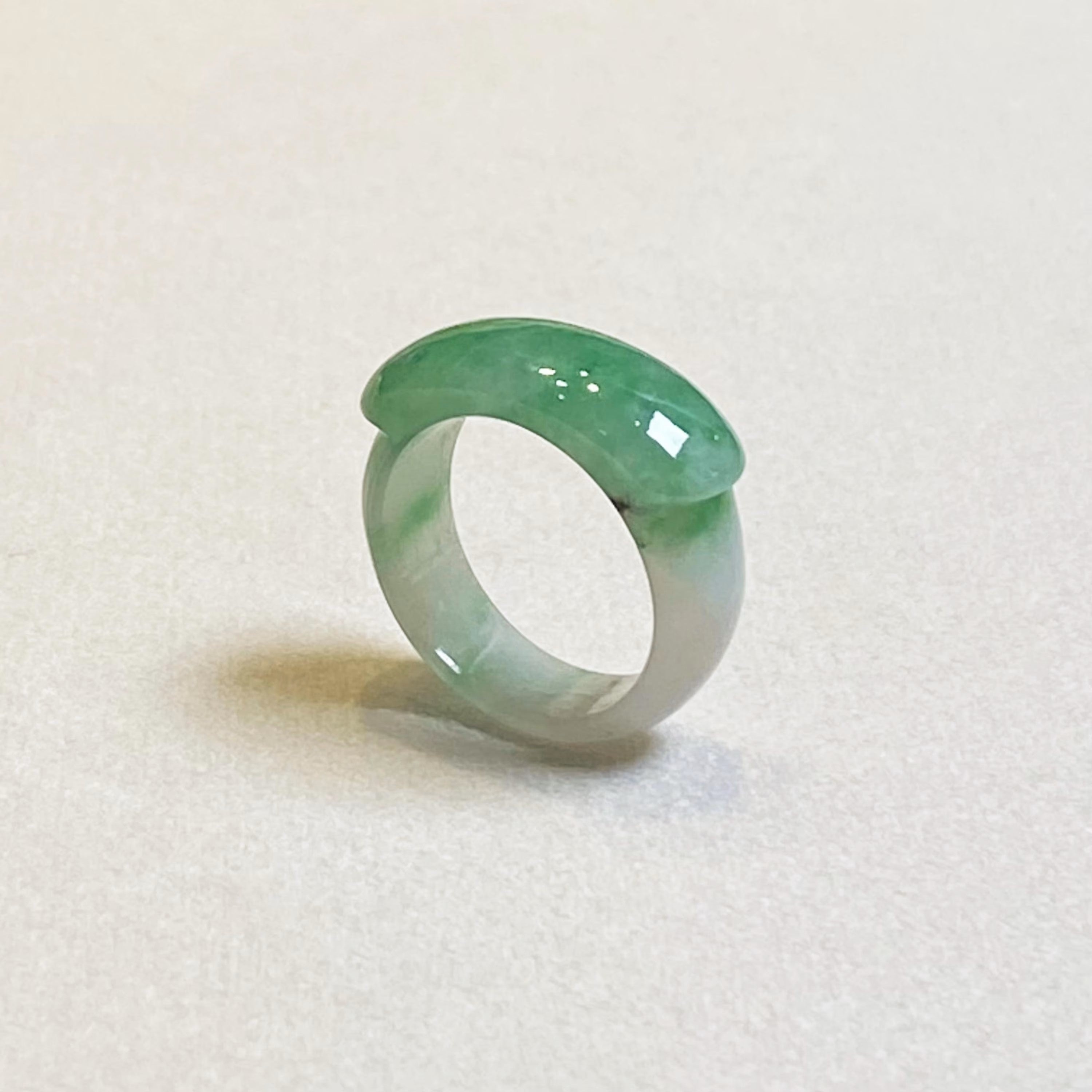 Size US 6.75 Vivid Green Burmese Jade Ring - Type A Natural Jadeite