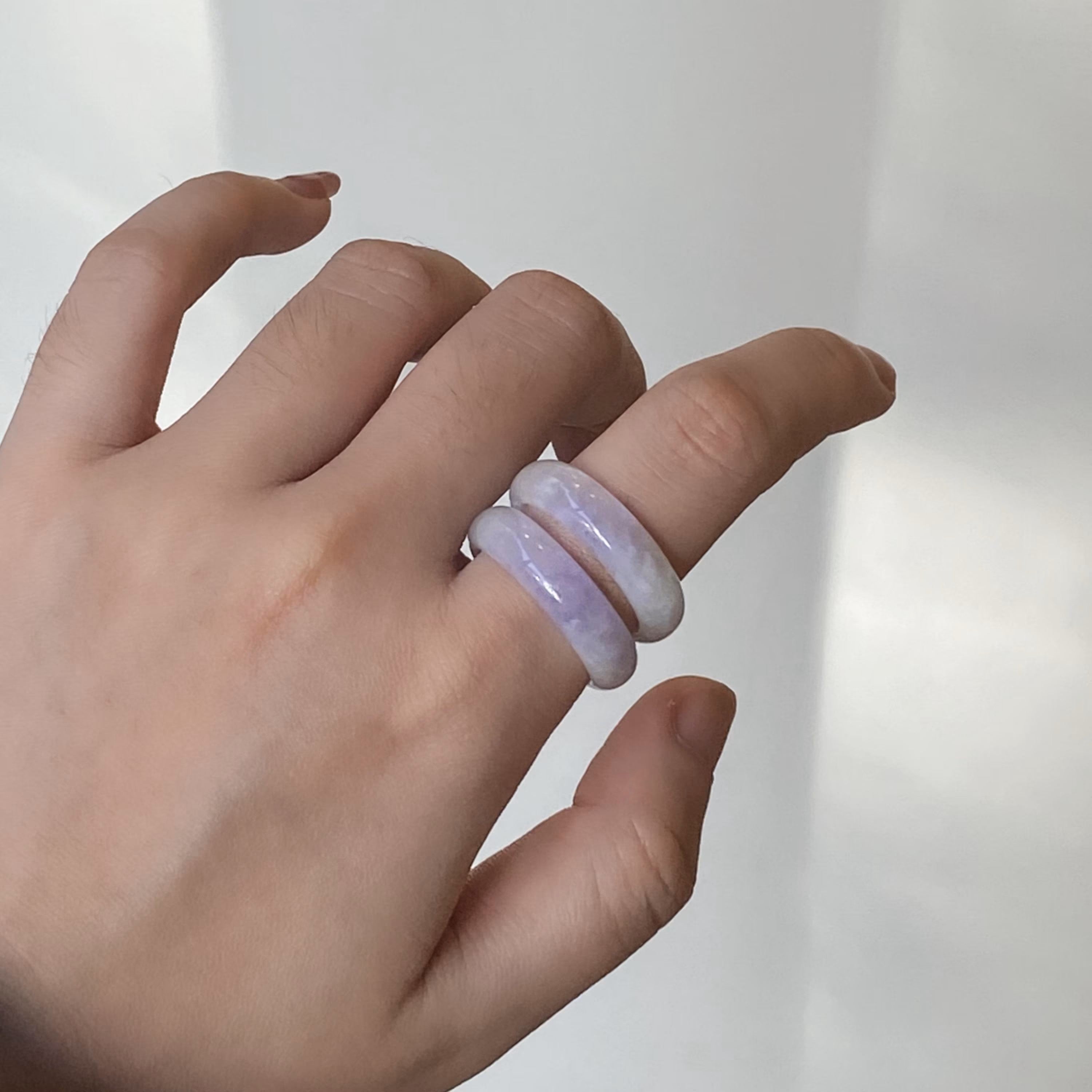 US 8 Gransky Purple Jade Ring - Handcrafted Natural Grade-A Jadeite