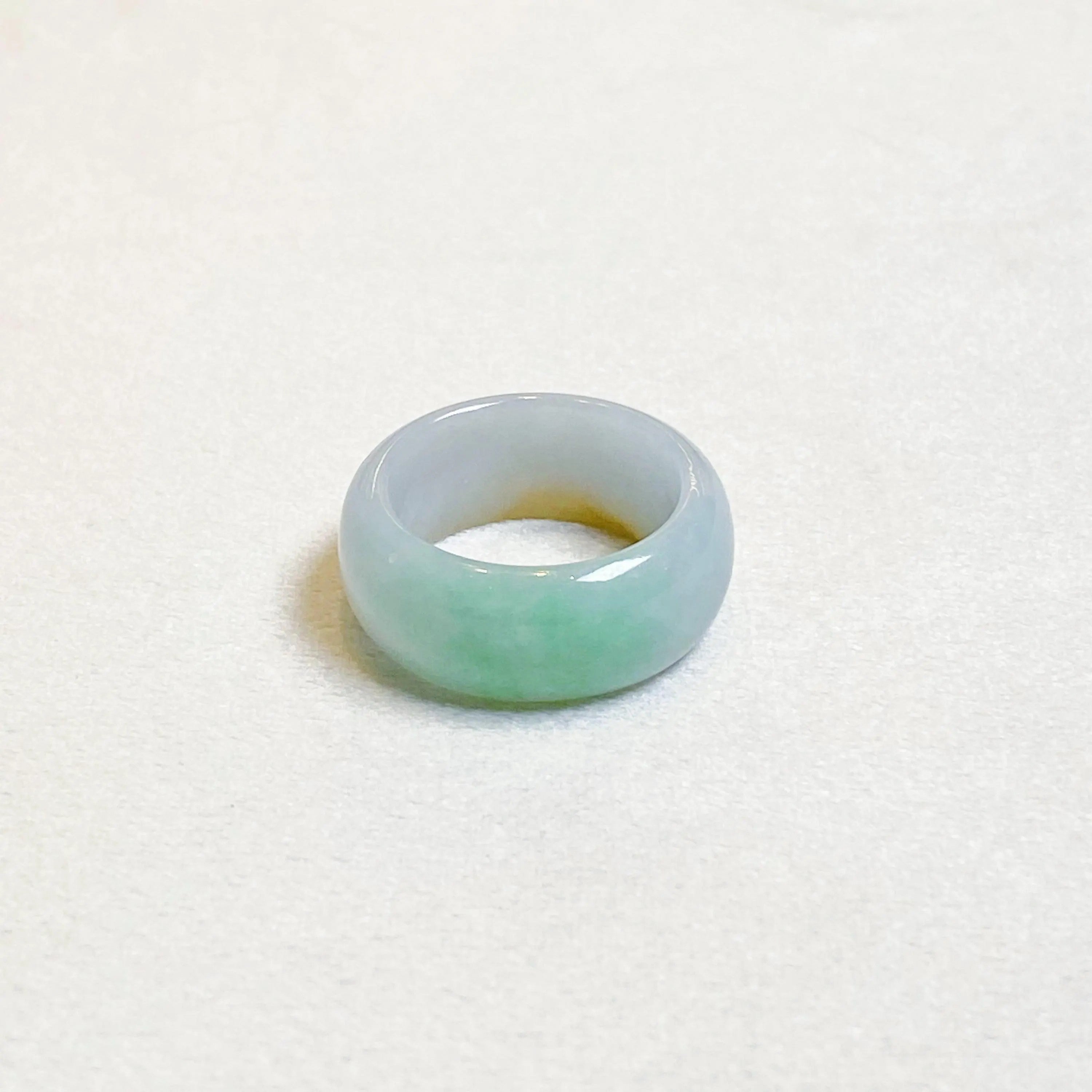 Green and Brown Jadeite Ring US 9.5 – Natural Type A Burmese Jade Wide Band