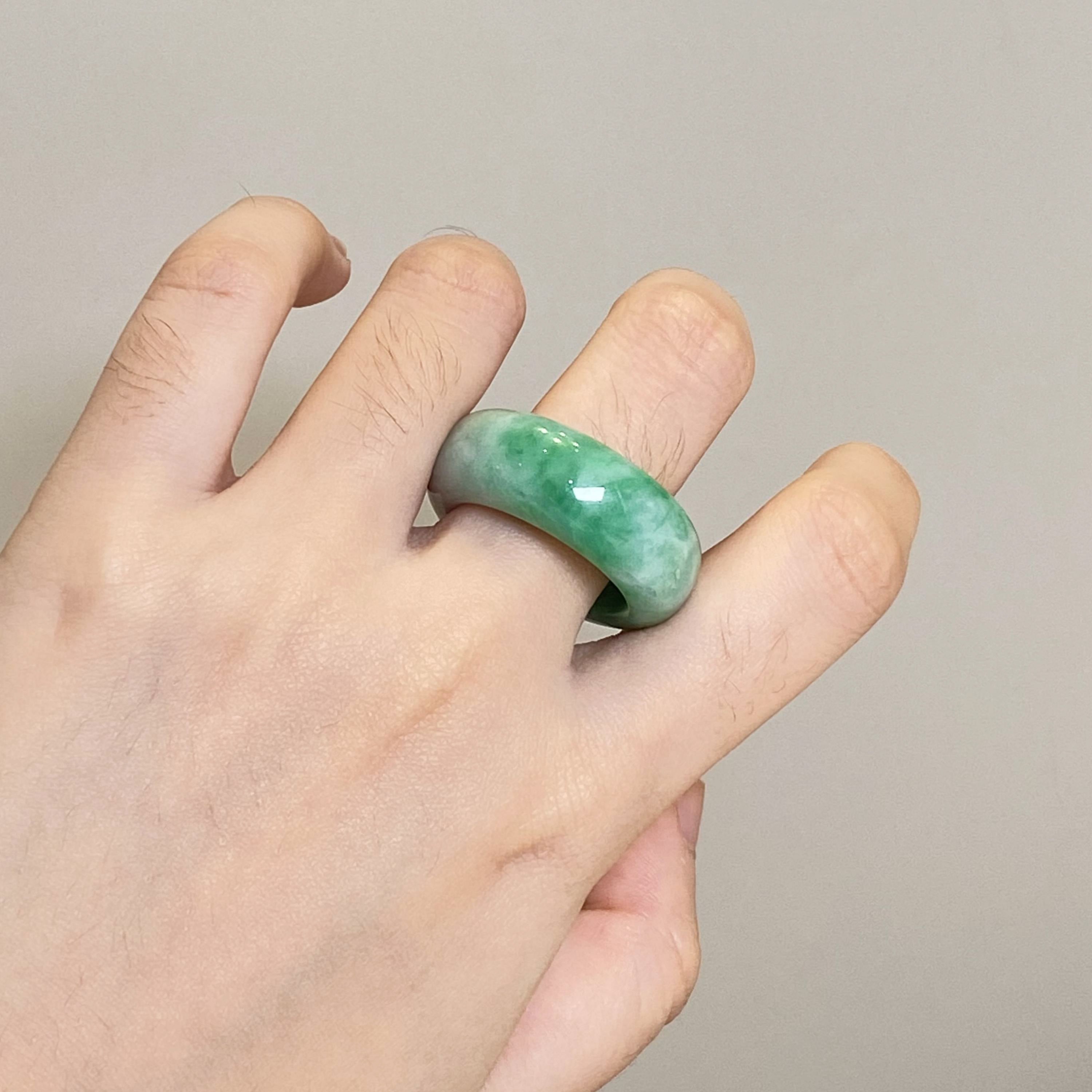 Intense Green Wide Band Jadeite Ring US 9.25 – Natural Type A Burmese Jade