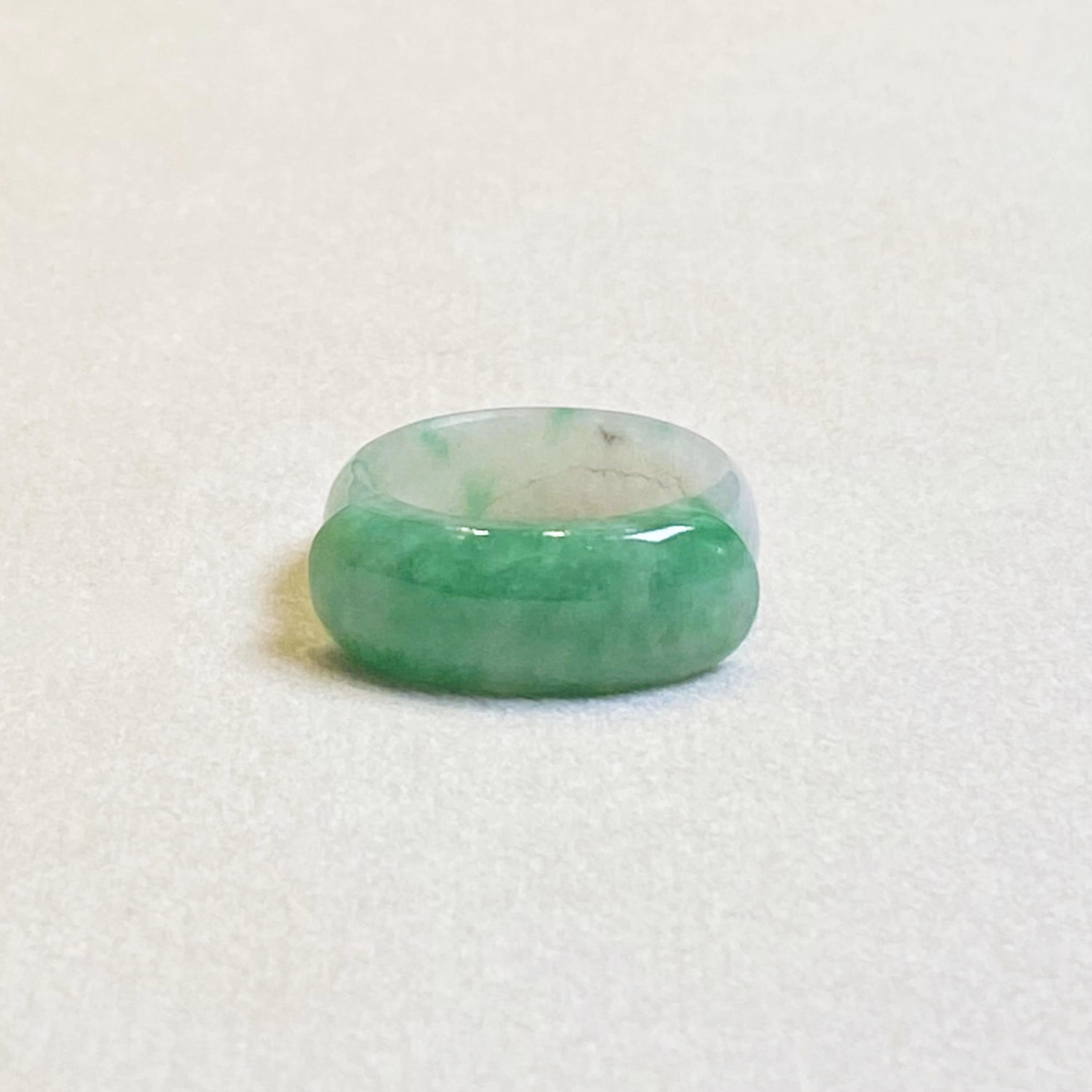 Size US 6.75 Vivid Green Burmese Jade Ring - Type A Natural Jadeite