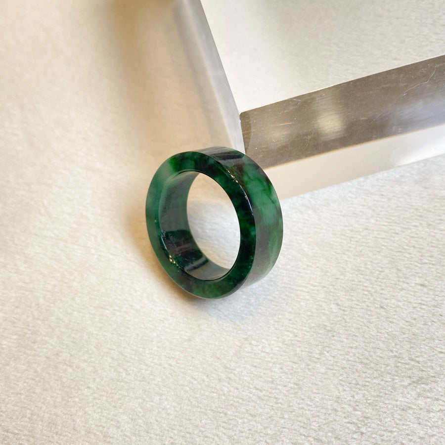 Natural Untreated Type-A Burmese Jadeite Ring | Intense Green Jade | Size US 8.25