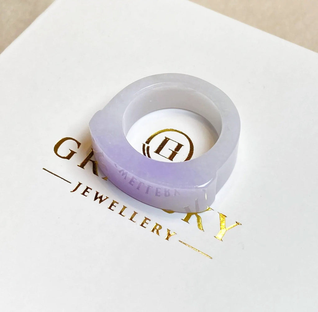 US 9.25 Bright Purple Jade Saddle Ring – Smooth Color Transition, Handcrafted Luxury