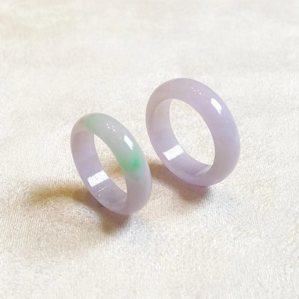 Gransky Handmade Genuine Jadeite Type A Green & Purple Jade Ring Size 7.5 & 8.75
