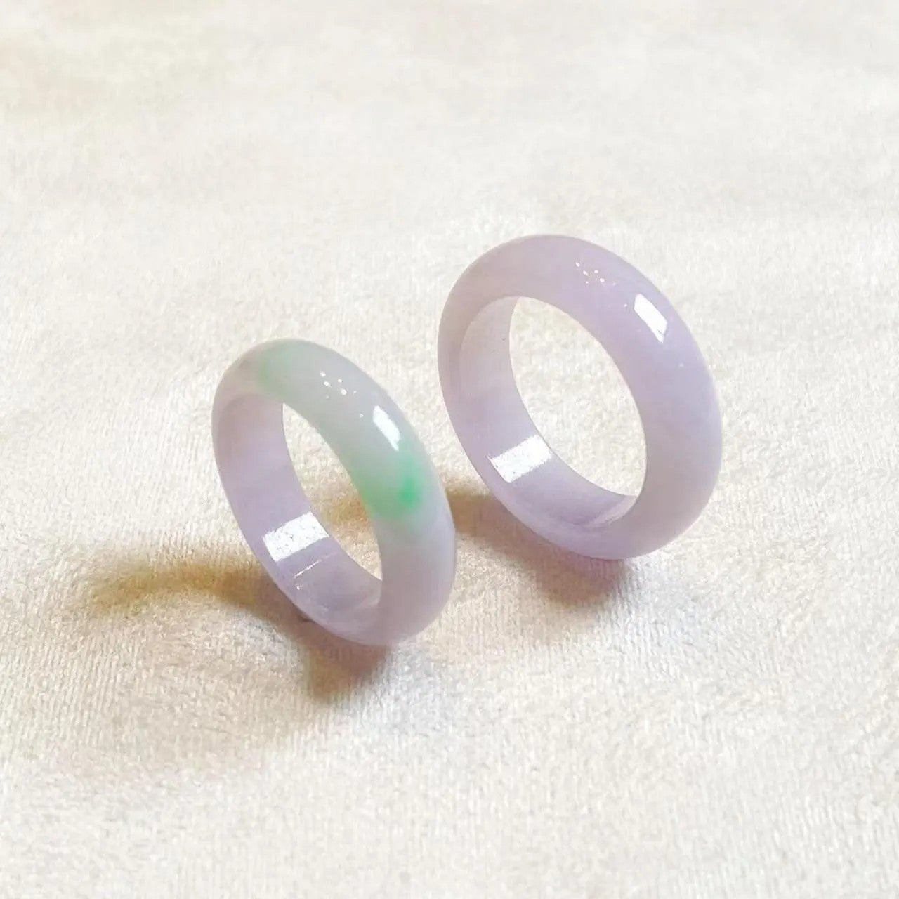 Gransky Handmade Genuine Jadeite Type A Green & Purple Jade Ring Size 7.5 & 8.75
