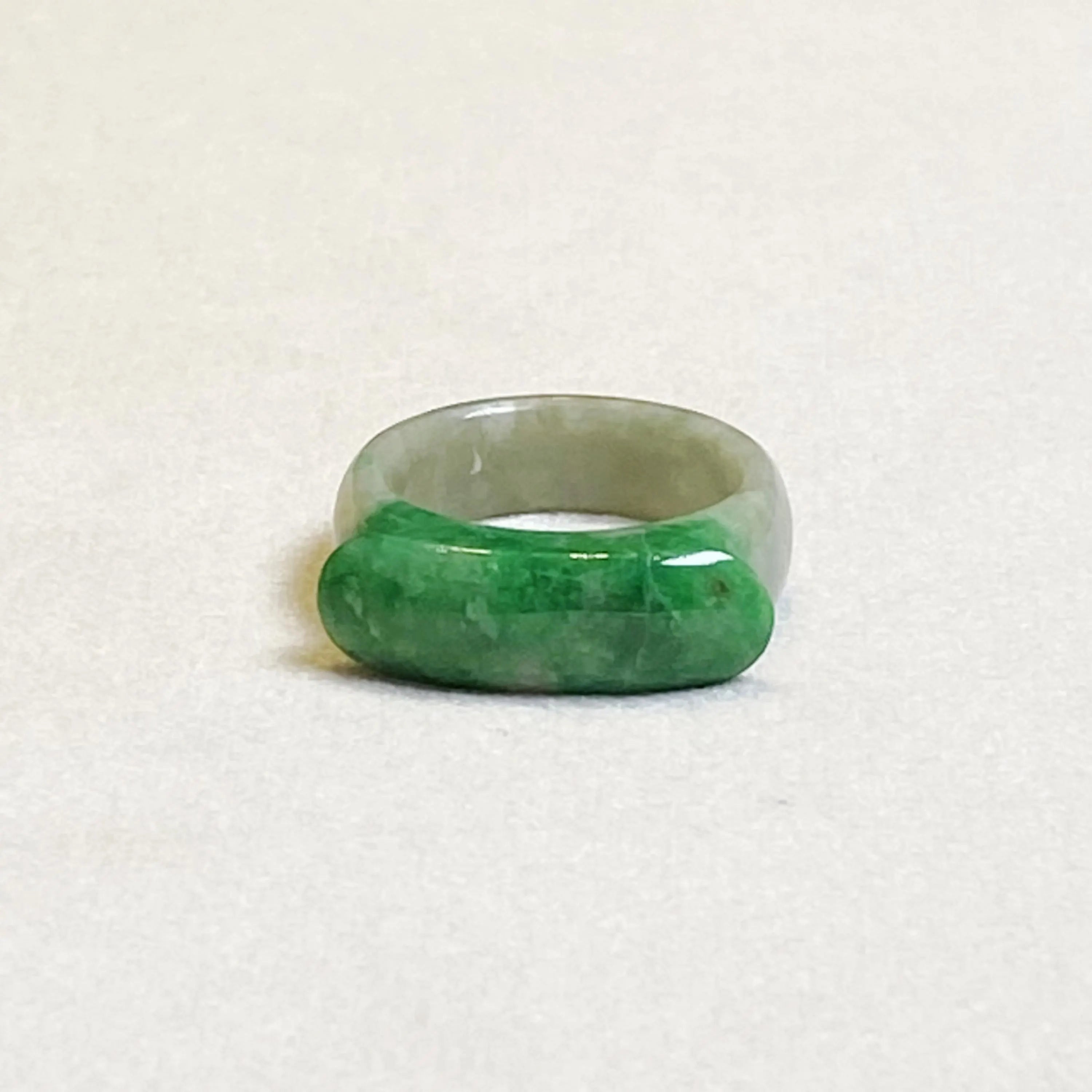 Size US 7.5 Green Burmese Jade Ring Band - Type A Natural Jadeite
