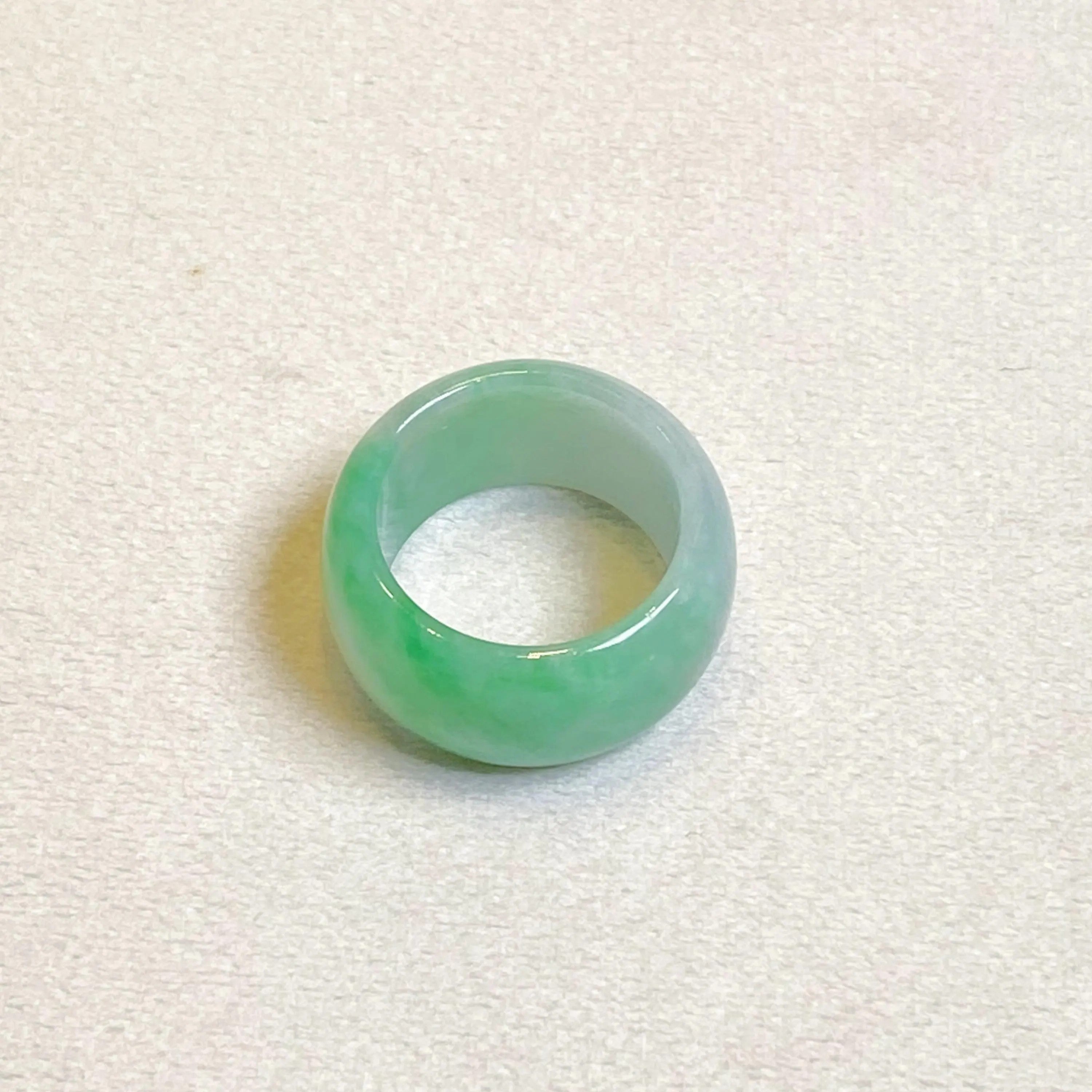 Apple Green Jadeite Ring US 9.5 – Wide Band Natural Type A Burmese Jade