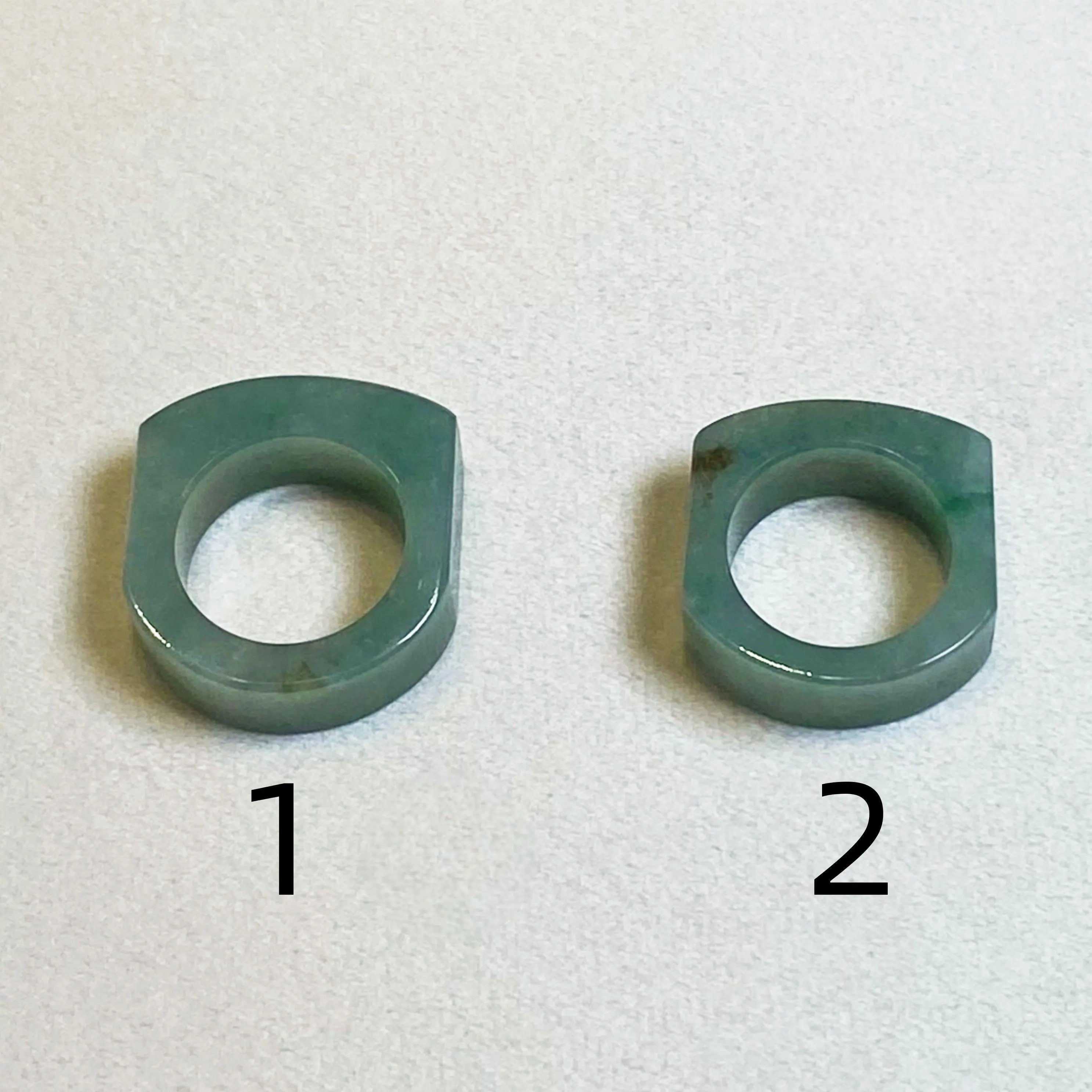 Genuine Bluish Green Jade Ring Size 9.5 & 8.75 - Natural Type-A Burmese Jade