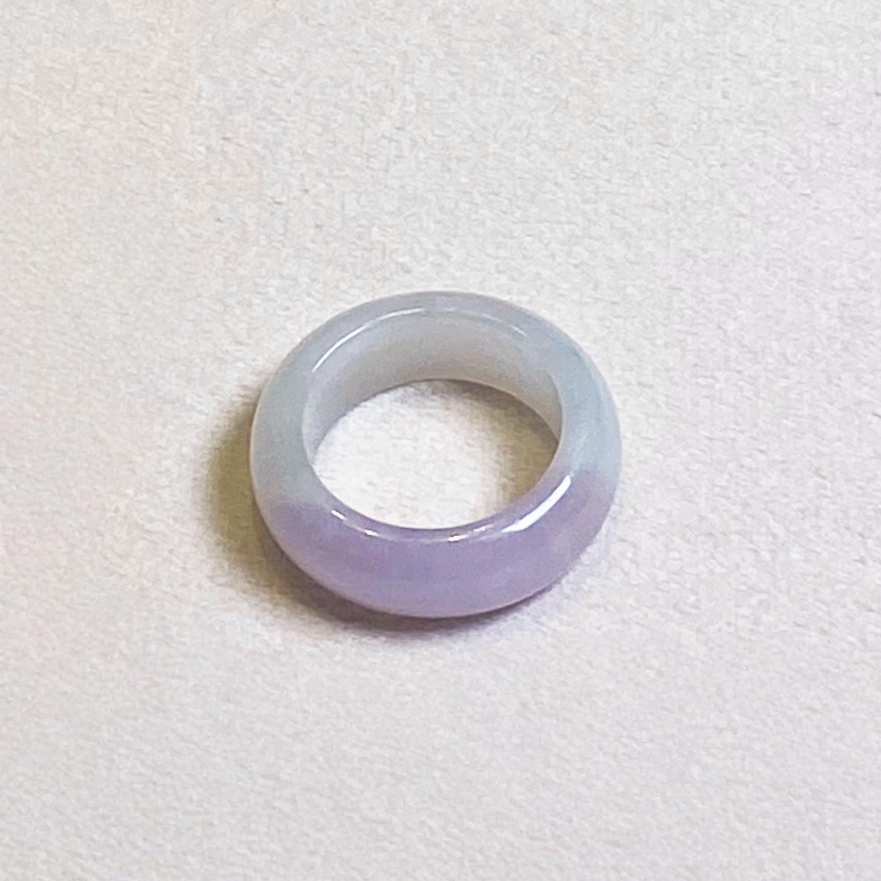 US 8 Lavender Purple Type A Burmese Jadeite Ring - Classic Comfort Fit Band