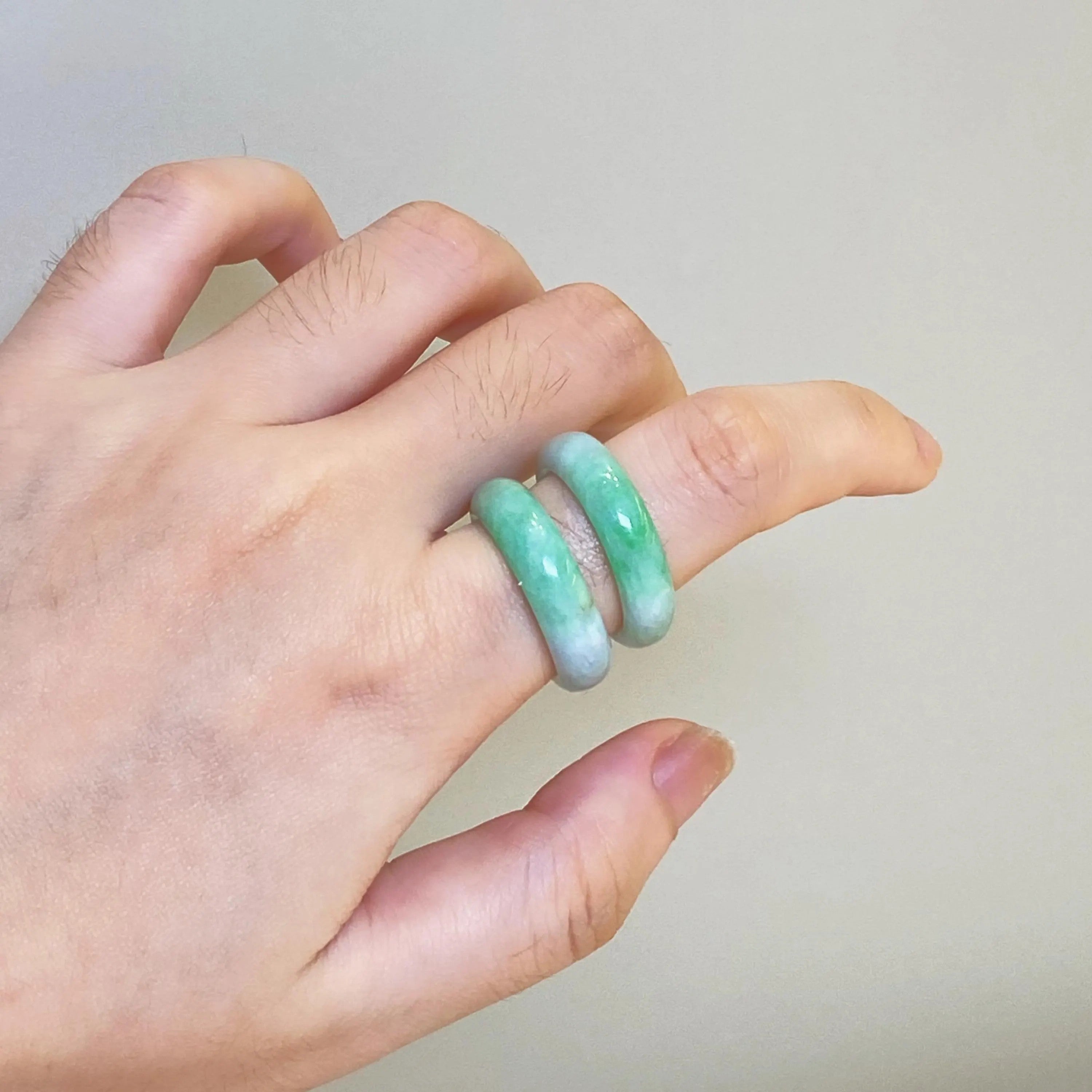Green Jade Saddle Ring Size 8- Natural Grade-A Burmese Jade