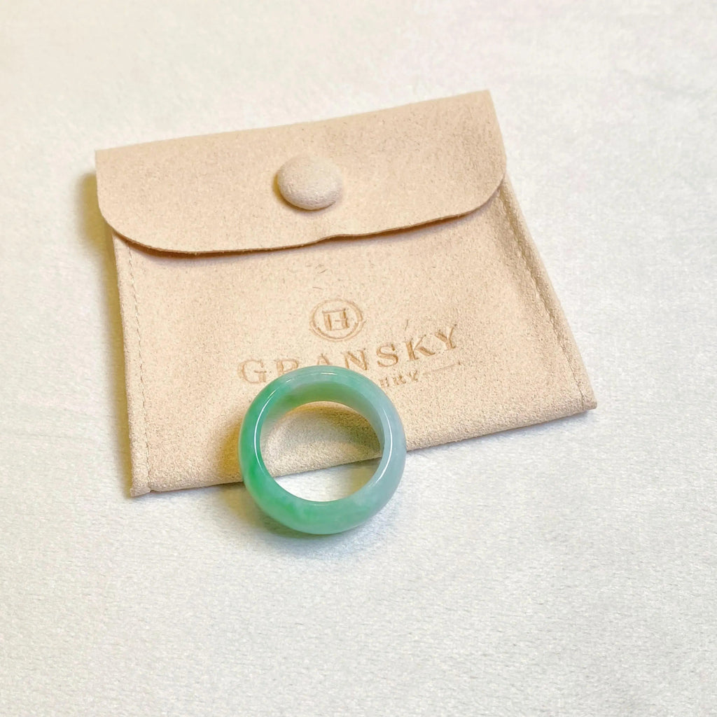 Apple Green Jadeite Ring US 9.5 – Wide Band Natural Type A Burmese Jade