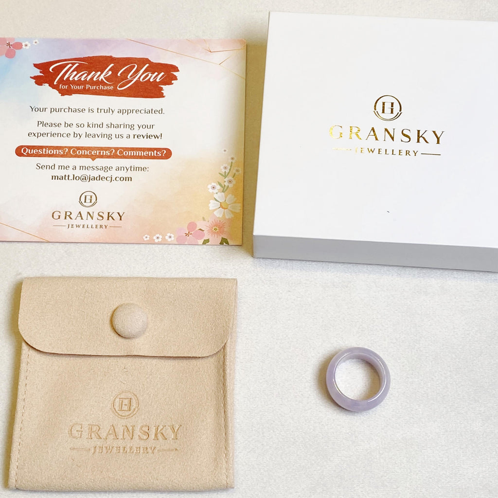 US 6.5 Gransky Minimalist Purple Jadeite Ring - Handmade Natural Jade