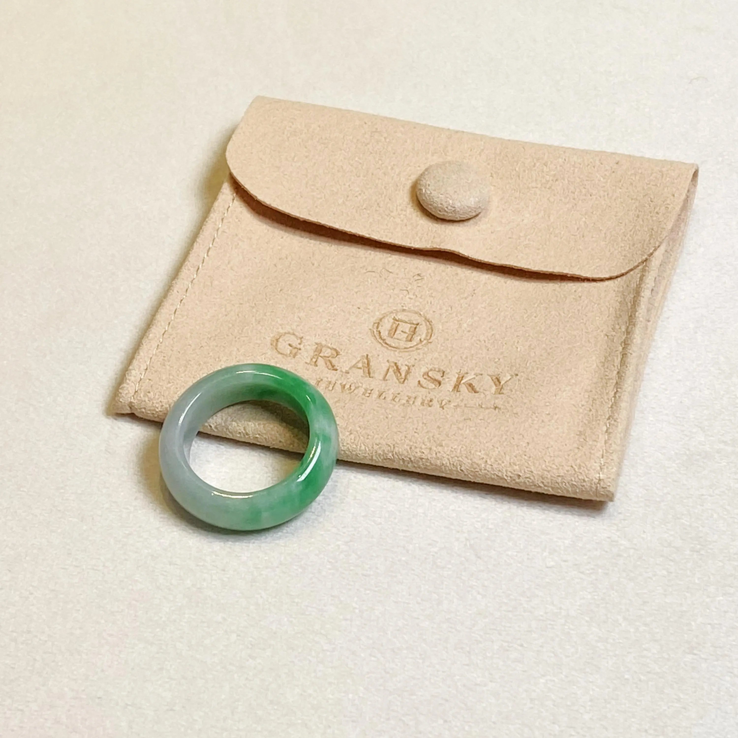 Apple Green Wide Band Jadeite Ring US 8.75 – Natural Type A Burmese Jade