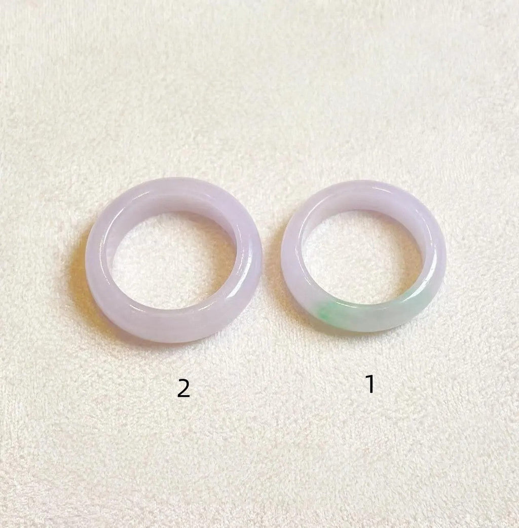 Gransky Handmade Genuine Jadeite Type A Green & Purple Jade Ring Size 7.5 & 8.75