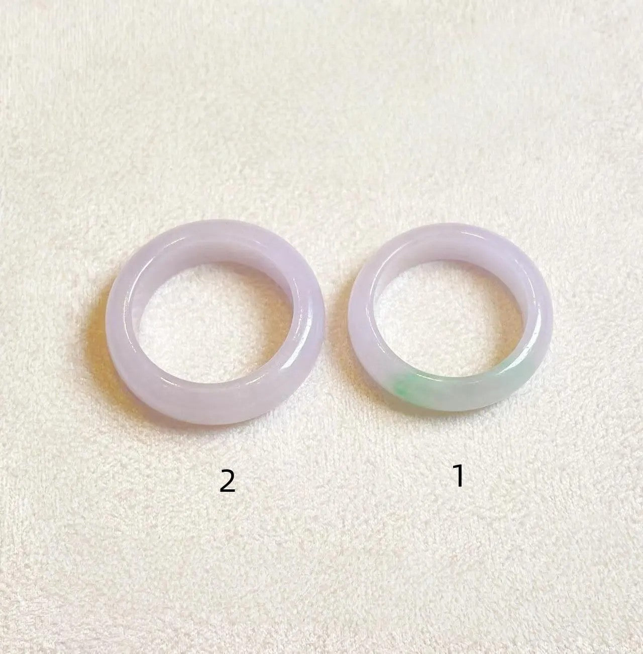 Gransky Handmade Genuine Jadeite Type A Green & Purple Jade Ring Size 7.5 & 8.75