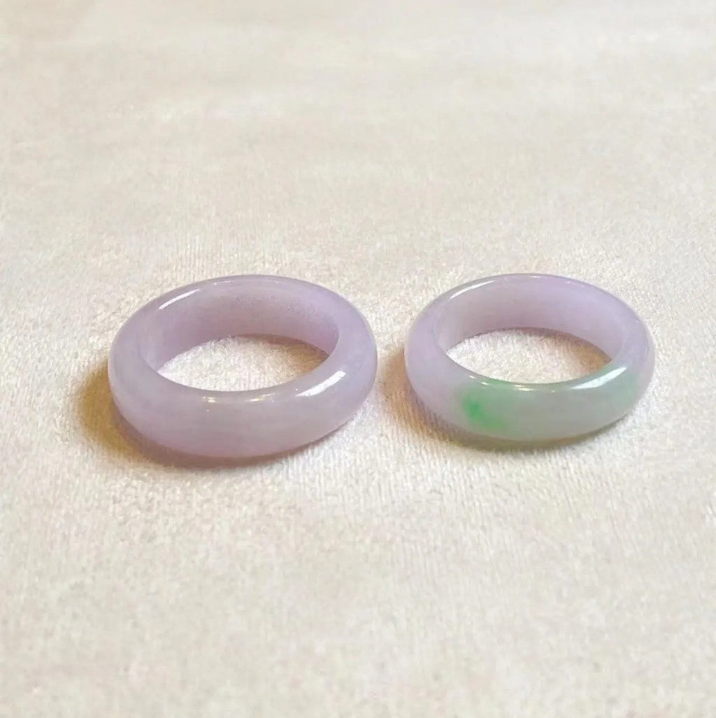 Gransky Handmade Genuine Jadeite Type A Green & Purple Jade Ring Size 7.5 & 8.75