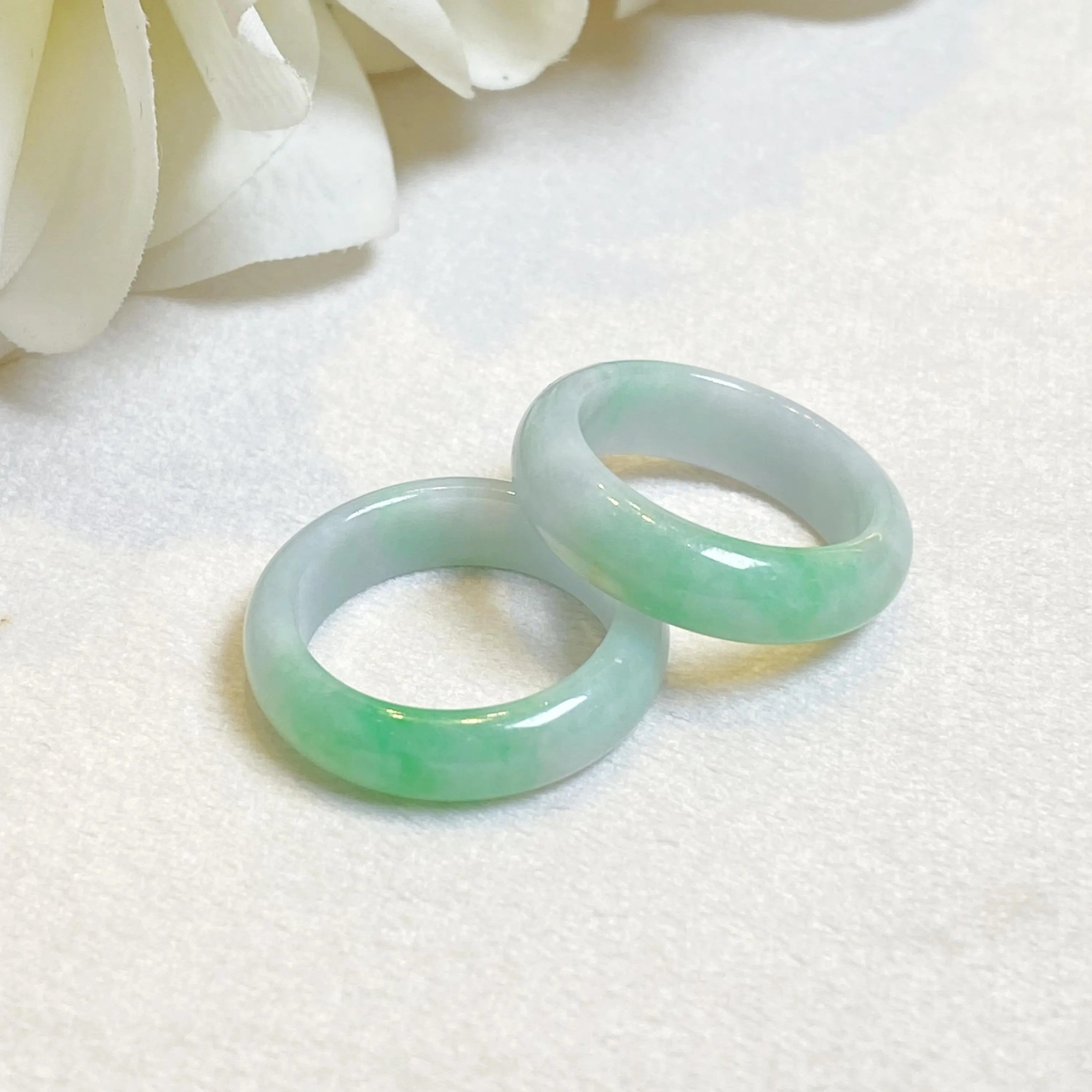 Green Jade Saddle Ring Size 8- Natural Grade-A Burmese Jade