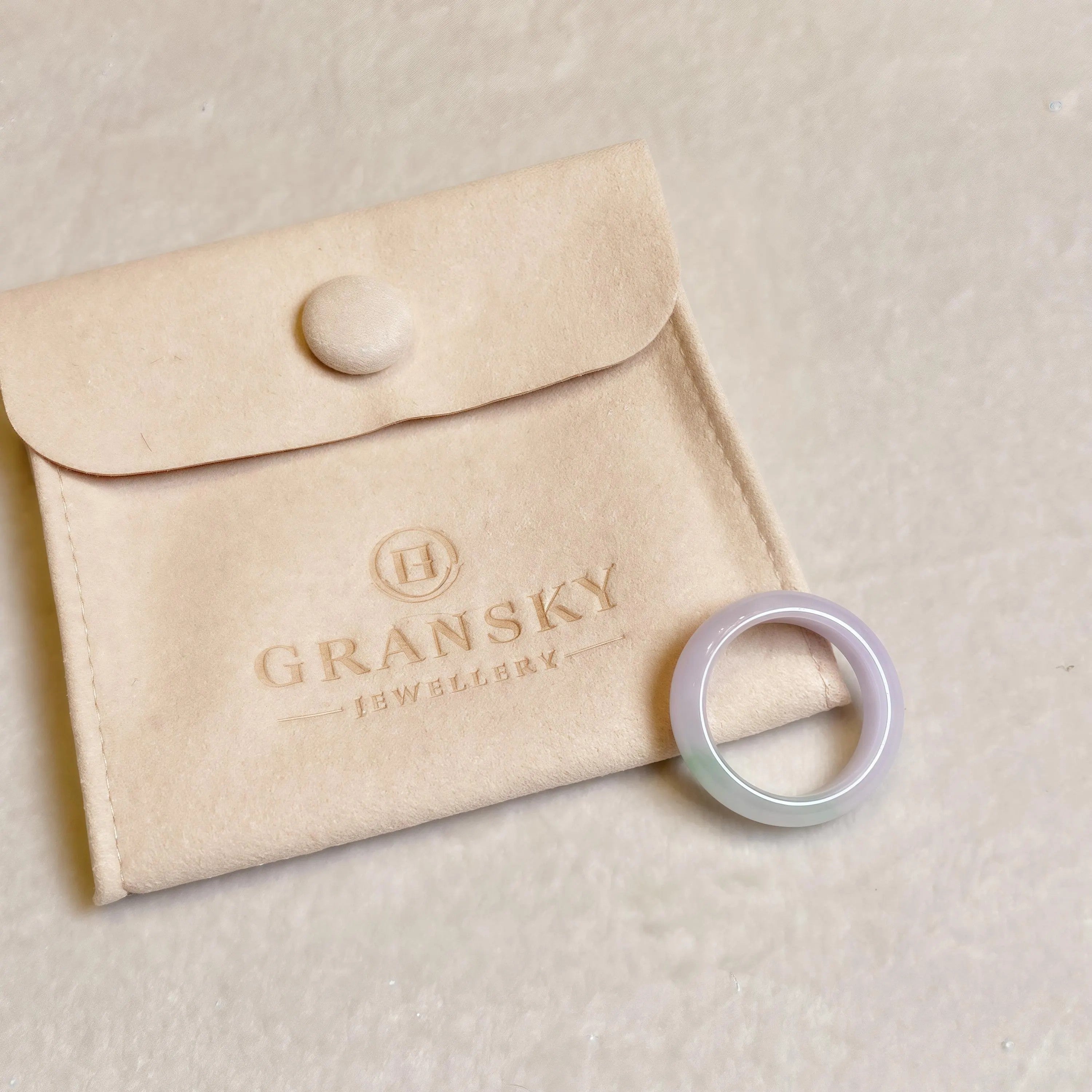 Gransky Handmade Genuine Jadeite Type A Green & Purple Jade Ring Size 7.5 & 8.75