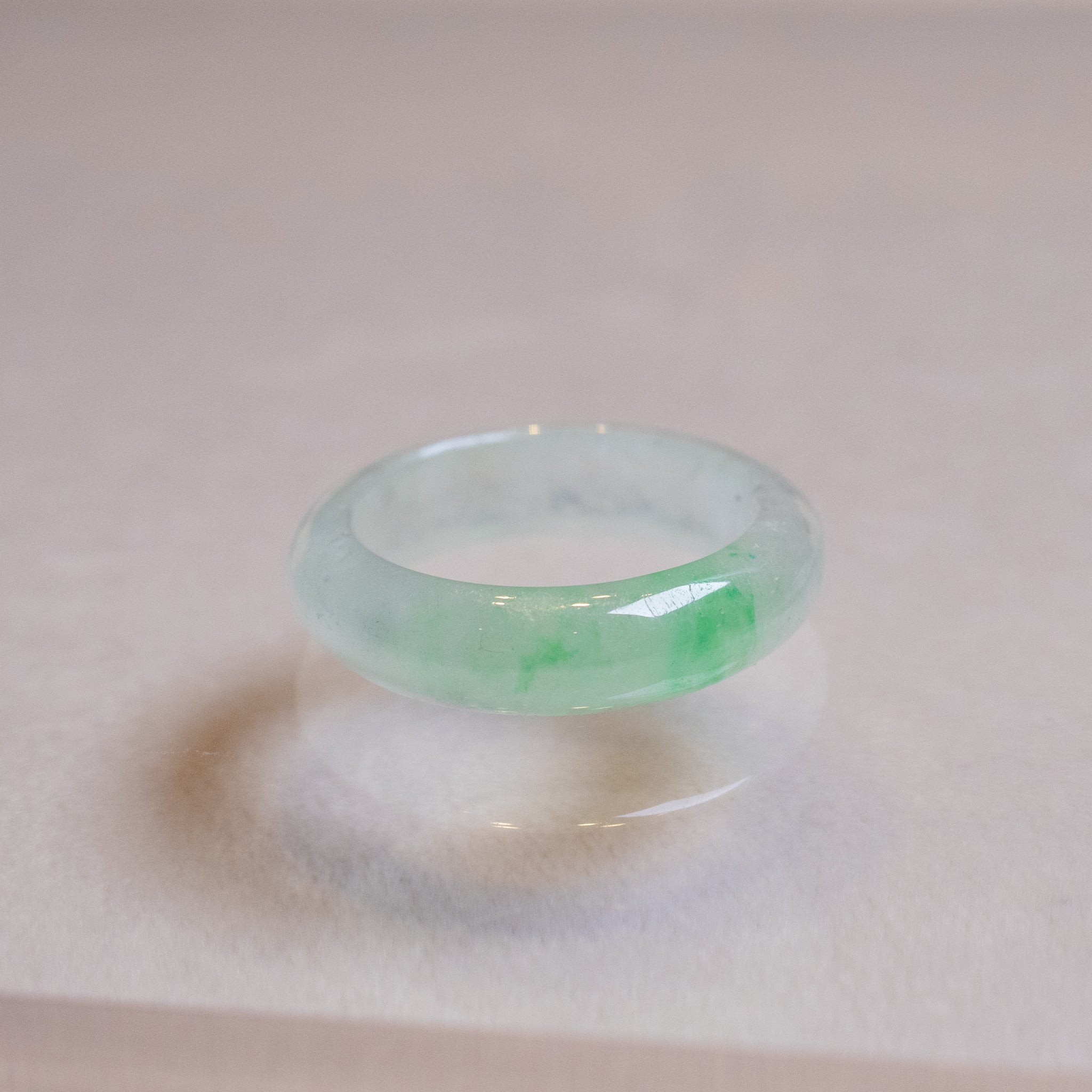 Rare Translucent Vivid Green Burmese Jade Ring - Type A Natural Jade - Unisex Size 8.5
