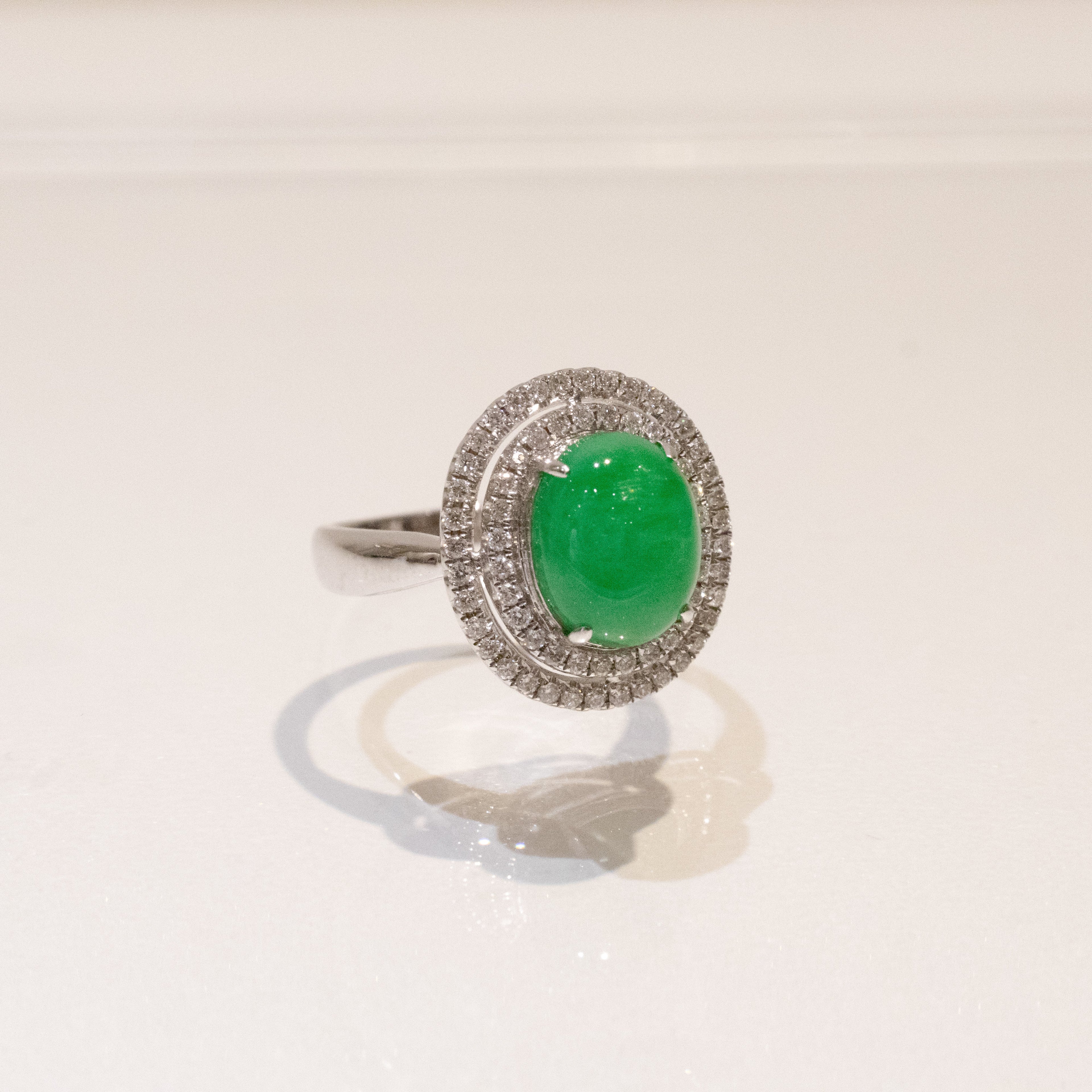 US6.5 Apple Green Jadeite Ring – Natural Untreated Type A Jadeite